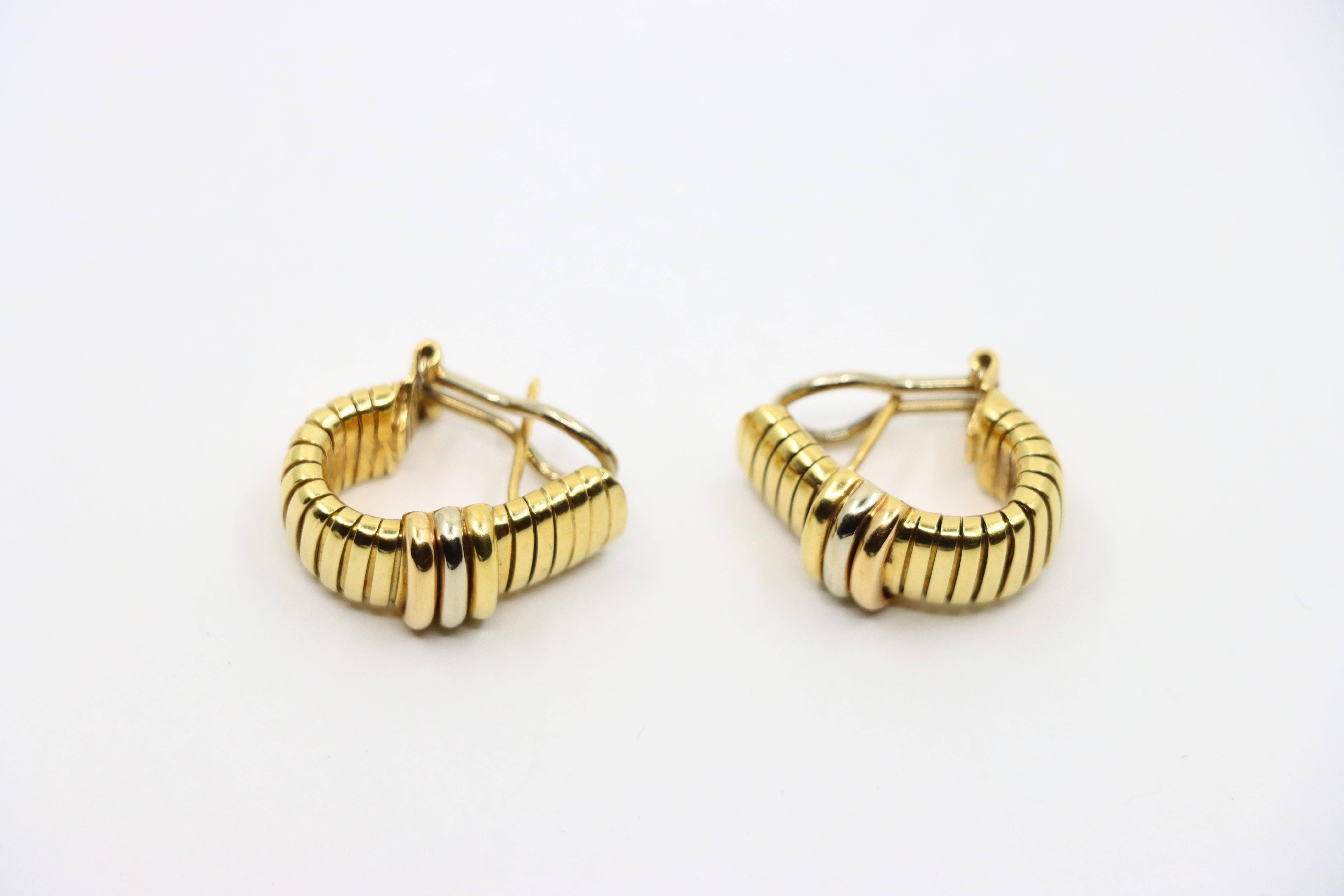 Pendientes Tubogas Vintage Cartier de oro amarillo y blanco de 18 quilates en venta 5