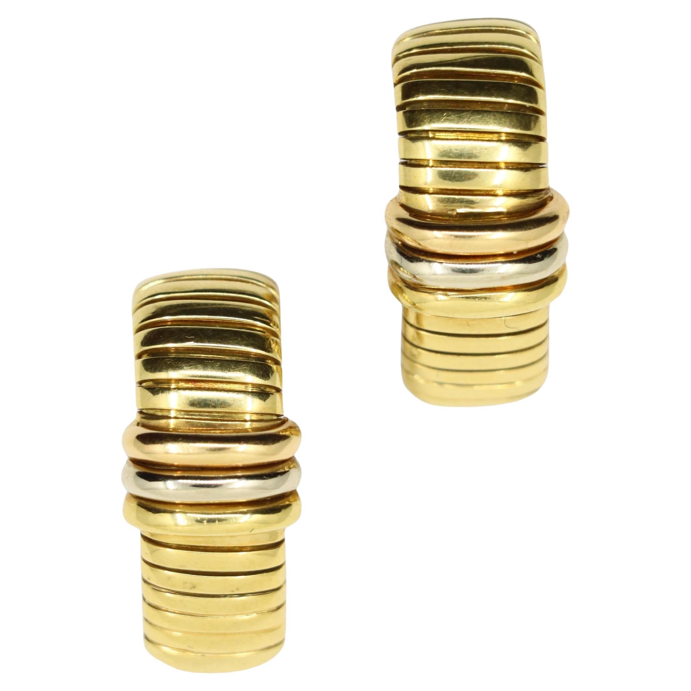 Vintage Cartier 18K Gelb & Weißgold Tubogas Ohrringe