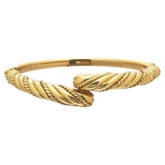 Vintage Cartier 18KT Yellow Gold Rope Twist Crossover Bangle