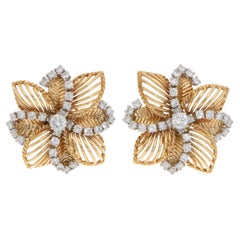 Vintage Cartier 1960er Jahre Diamant-Clip-Ohrringe aus Gelbgold