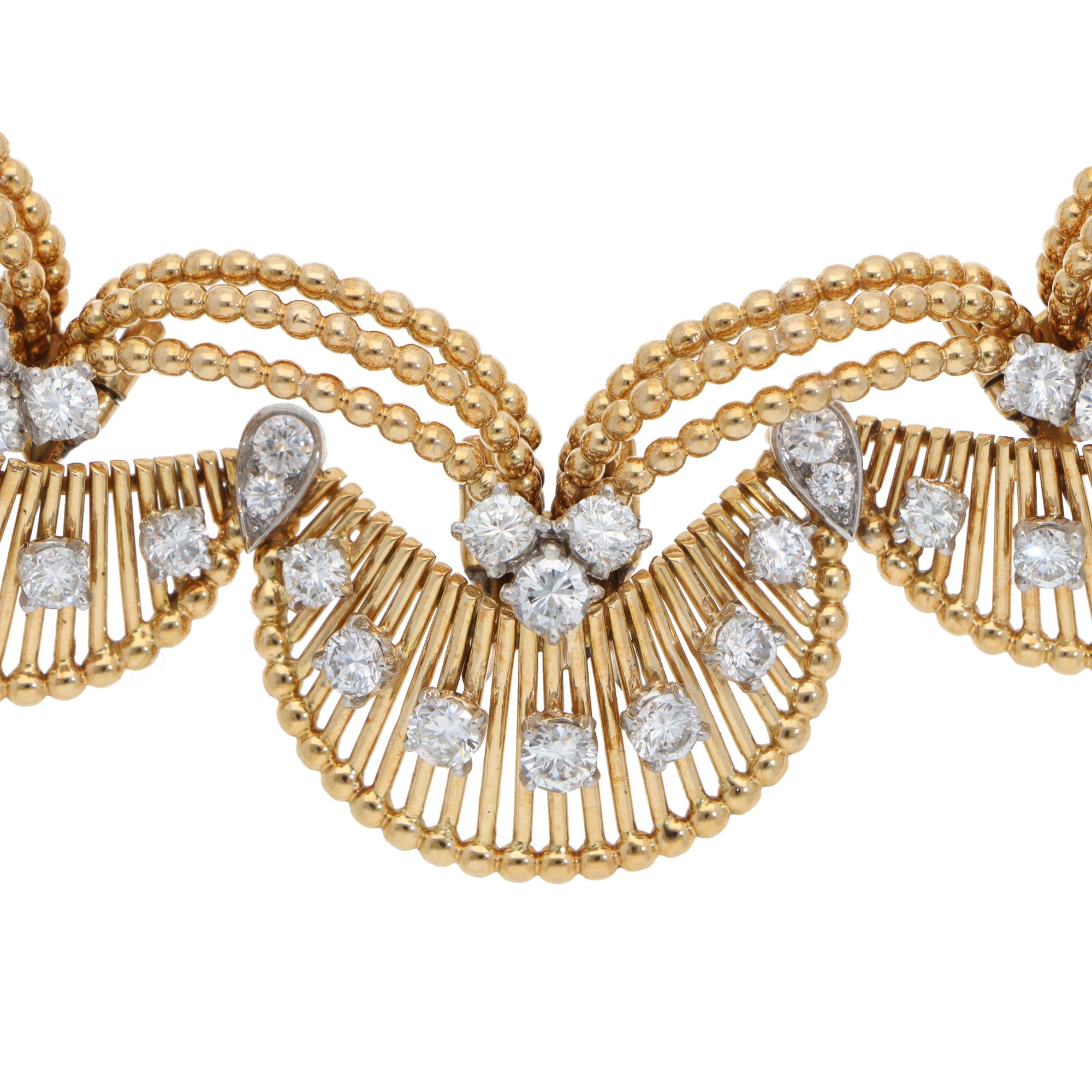 Vintage Cartier 1960s Diamond Necklace in Yellow Gold In Excellent Condition For Sale In London, GB