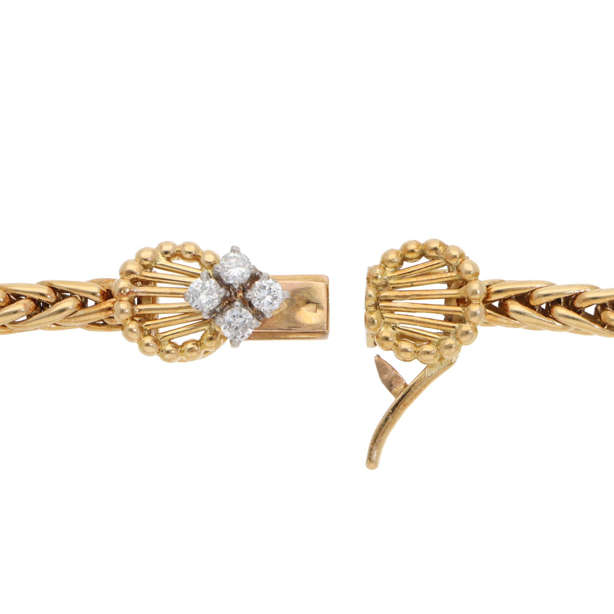 Vintage Cartier 1960s Diamond Necklace in Yellow Gold For Sale 1