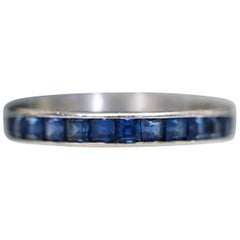 Vintage Cartier 1960s French Cut Blue Sapphire Platinum Eternity Band