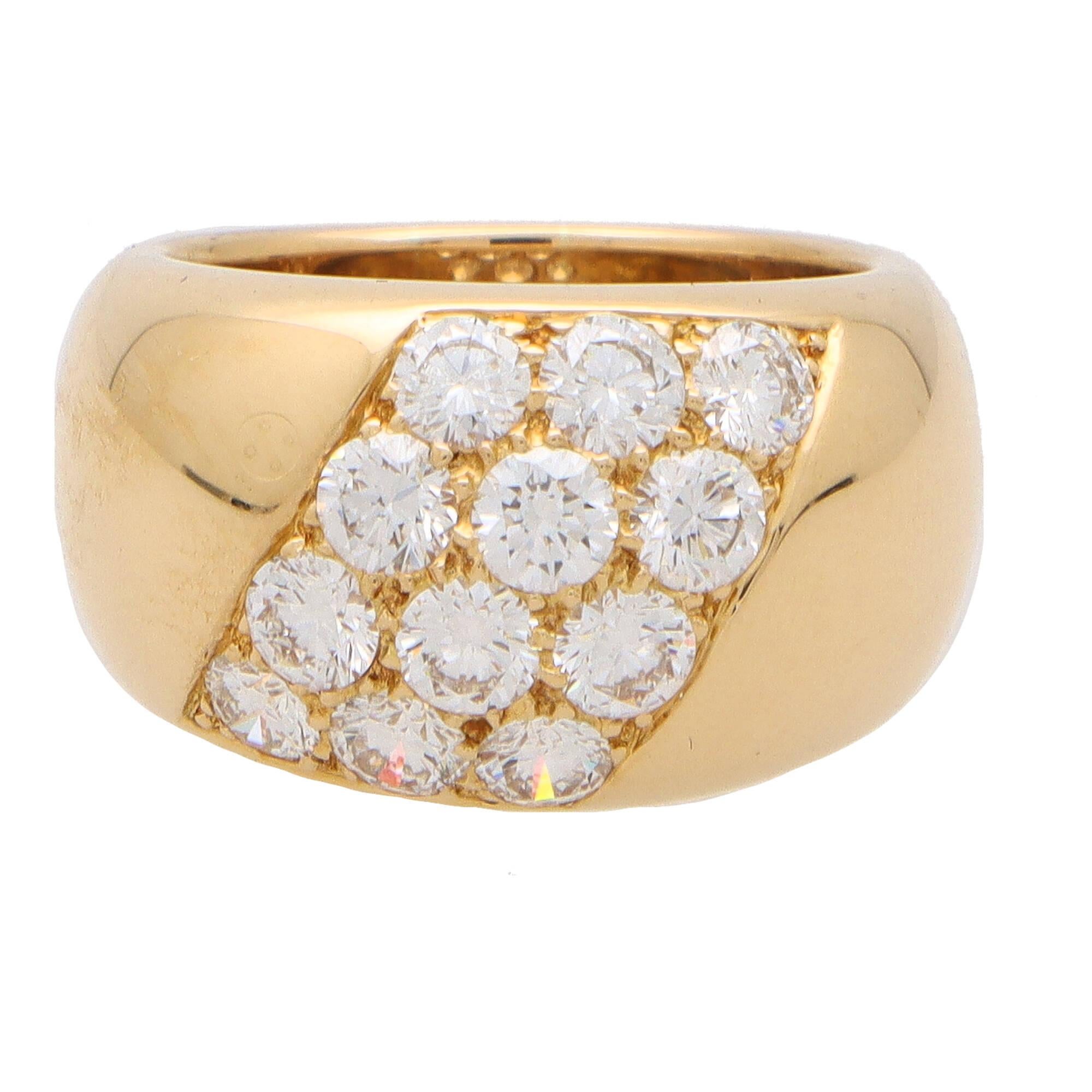 Vintage Cartier 1980's Diamond Bombe Ring in 18k Yellow Gold