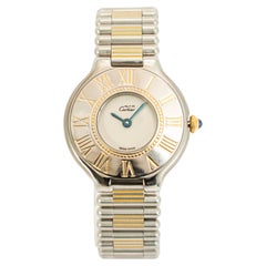 Vintage Cartier 21 Must de Cartier 28MM 125000P 18K Gelbgold Stahl Uhr