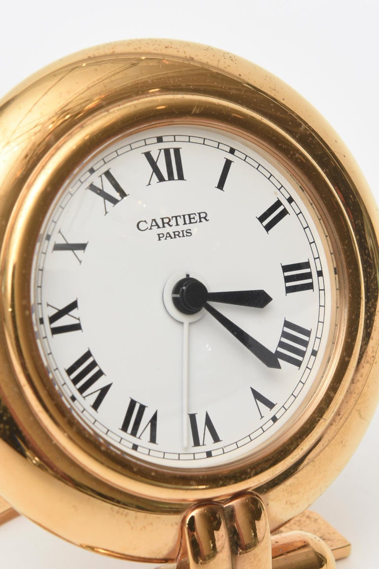Cartier 24Karat GoldPlated Travel Quartz Desk Clock or Desk Accessory Vintage at 1stDibs