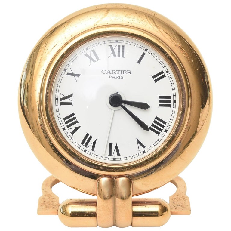 Vintage Cartier 24 Karat Gold Plated Travel Quartz Desk Clock Vintage Cartier 24 Karat Gold Plated Travel Quartz Desk Clock Accessory For
