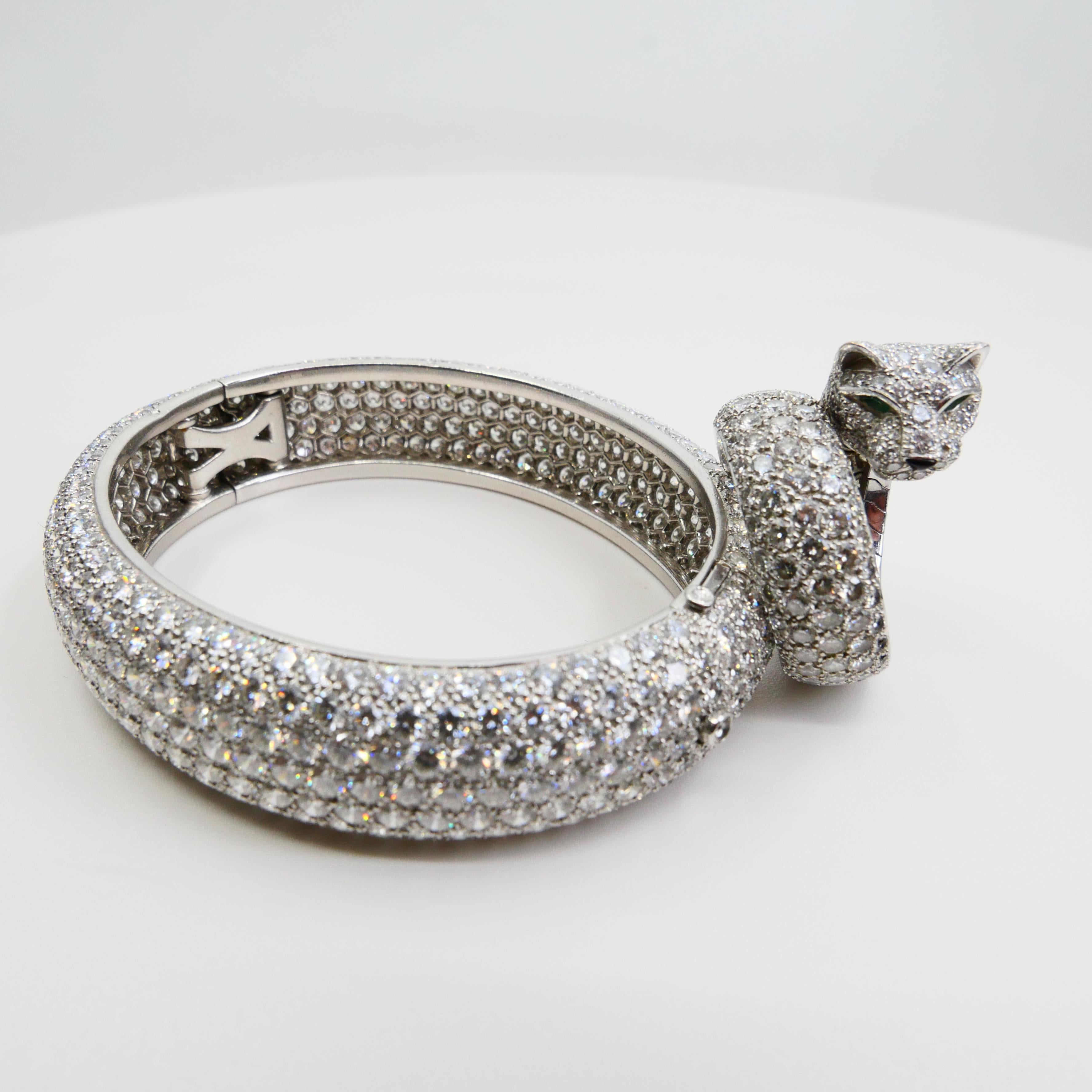 Vintage Cartier 30 Carat Diamond Bangle & 10 Carat Diamond Panthere Ring Set 3