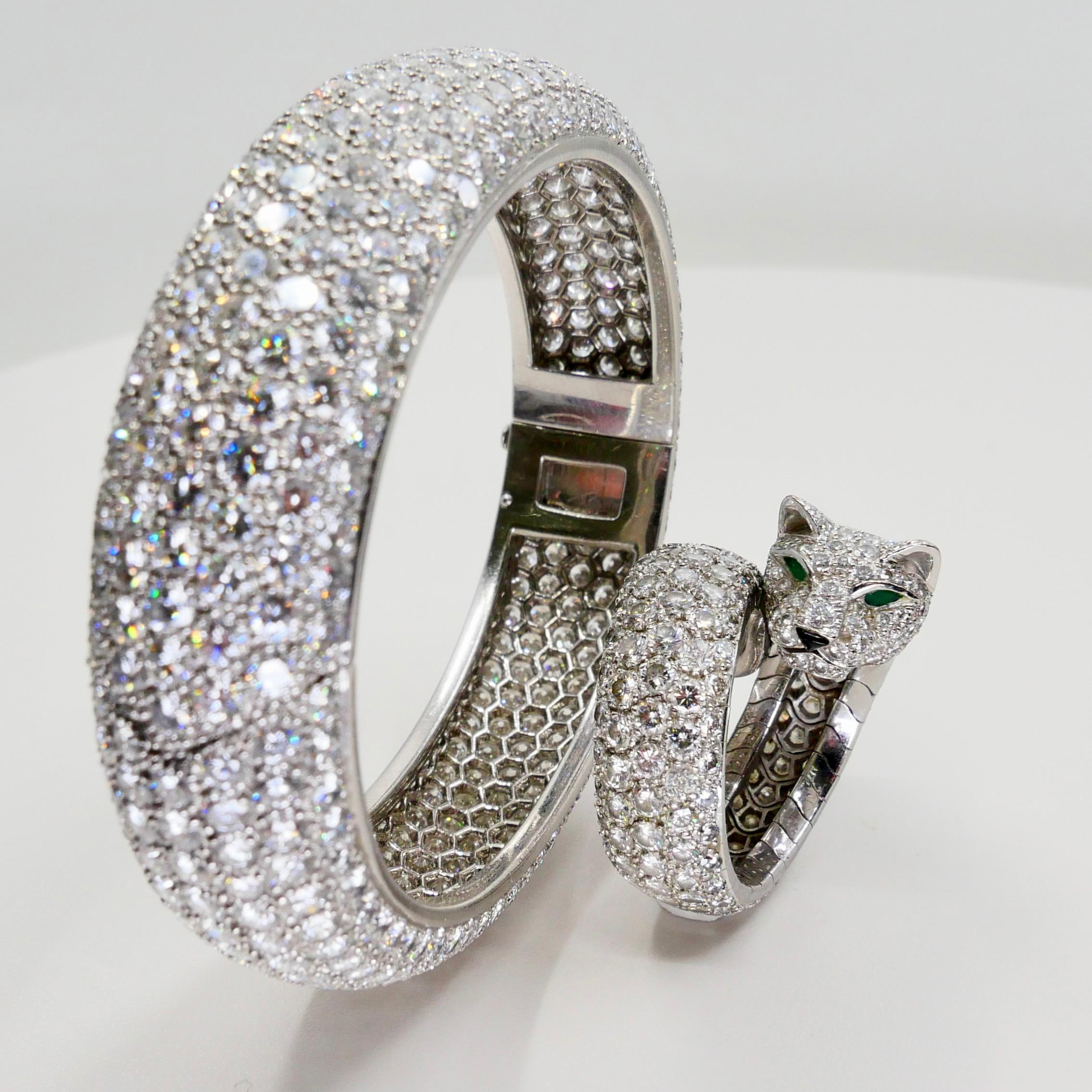 Vintage Cartier 30 Carat Diamond Bangle & 10 Carat Diamond Panthere Ring Set 5