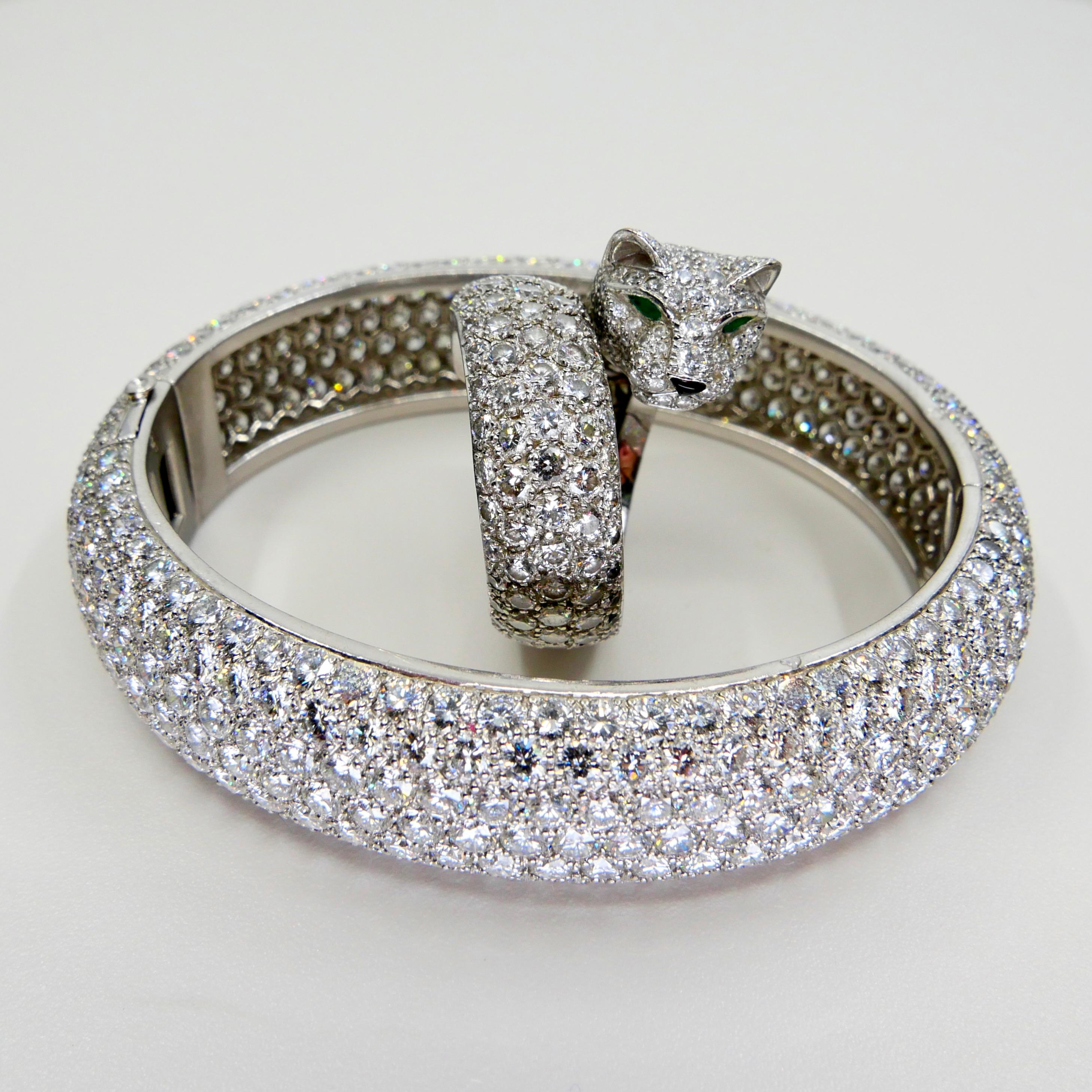 Vintage Cartier 30 Carat Diamond Bangle & 10 Carat Diamond Panthere Ring Set 8