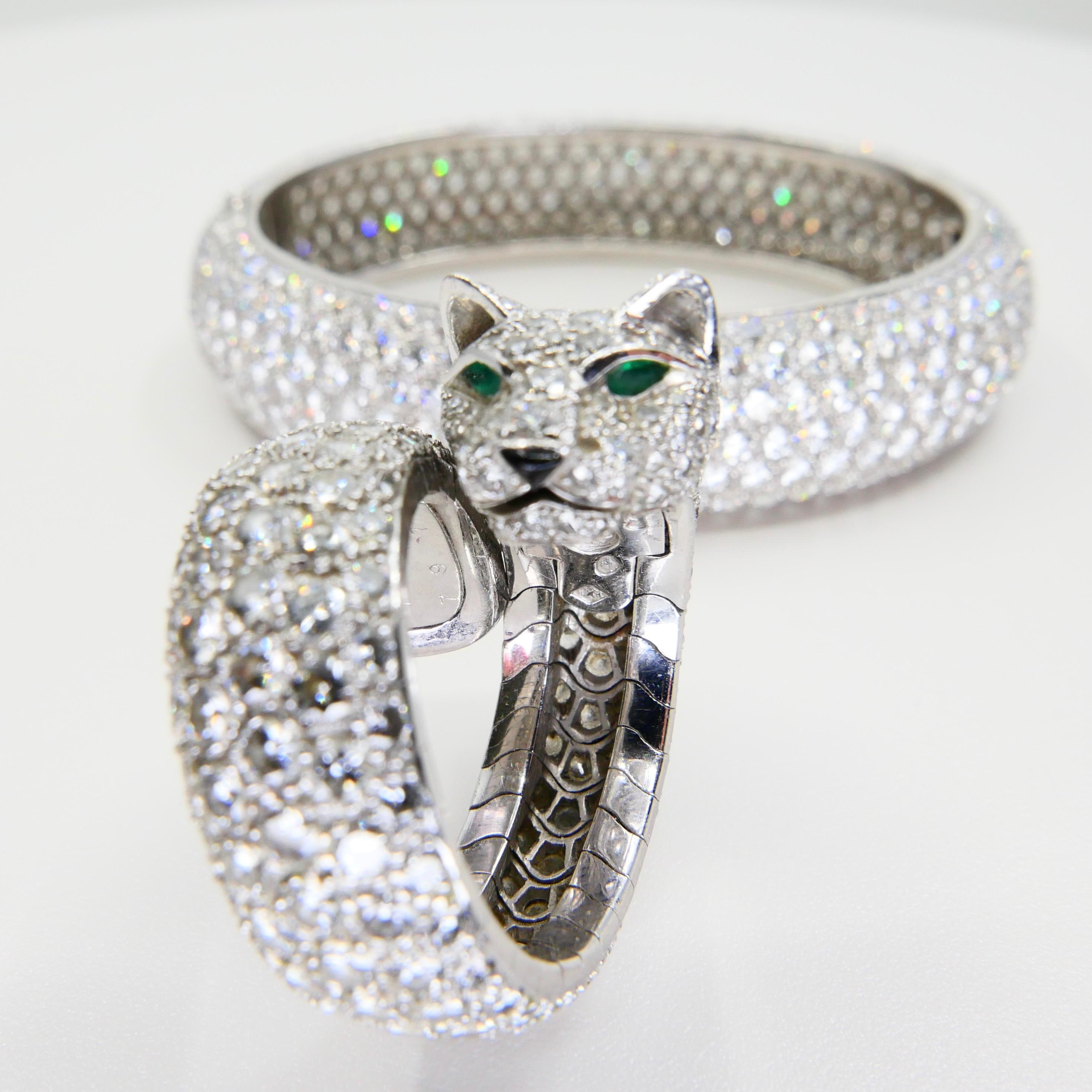 Vintage Cartier 30 Carat Diamond Bangle & 10 Carat Diamond Panthere Ring Set 9
