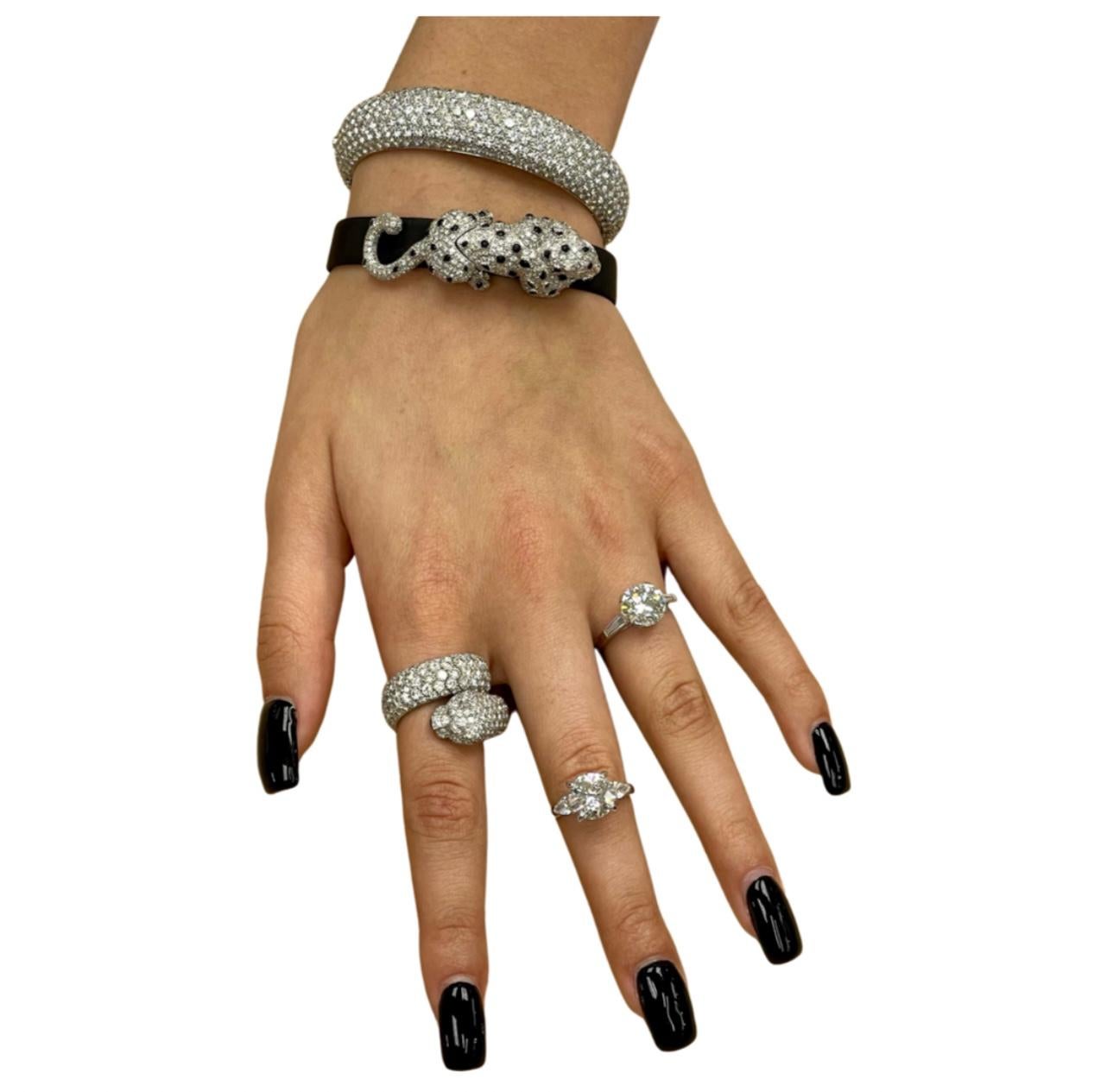 Vintage Cartier 30 Carat Diamond Bangle & 10 Carat Diamond Panthere Ring Set 11