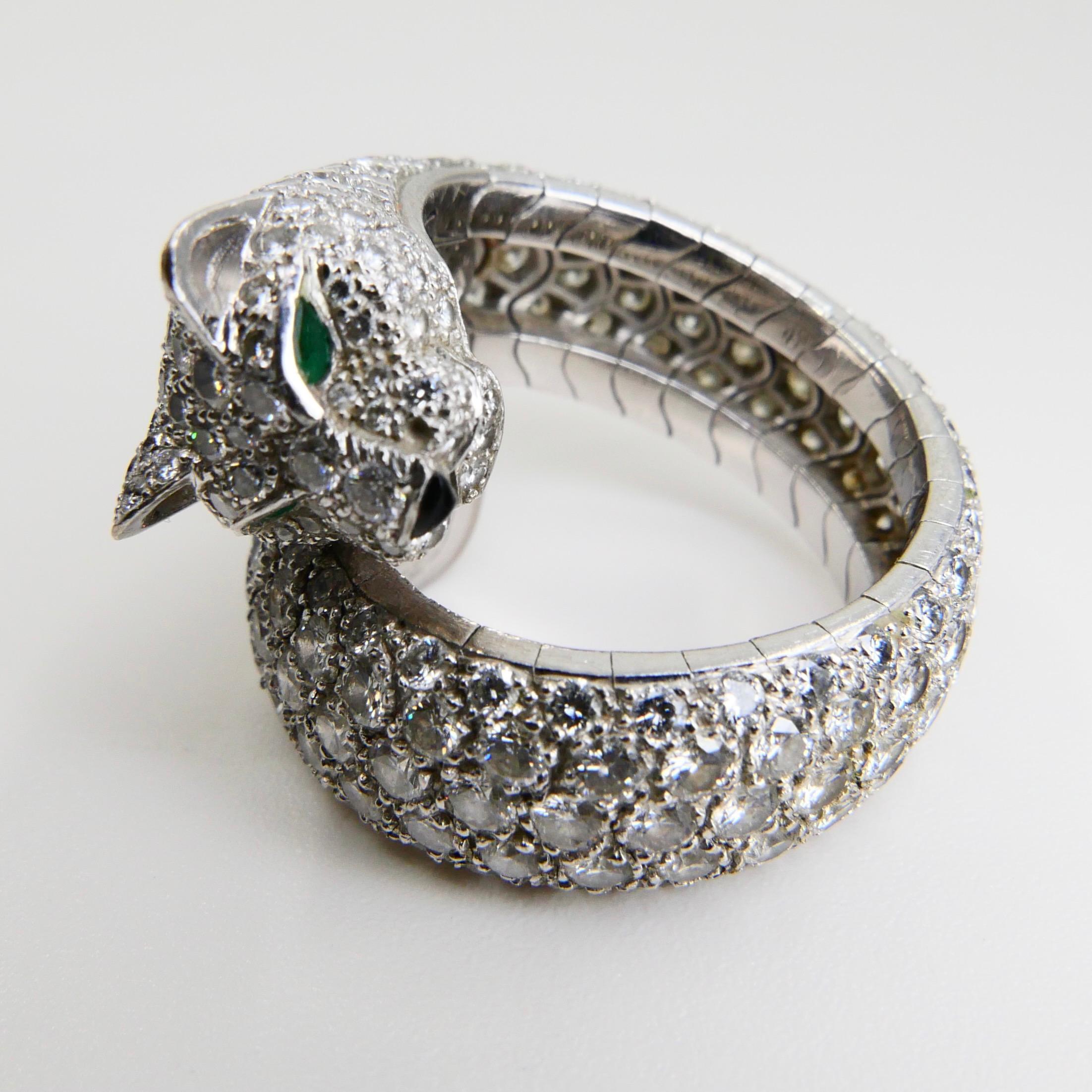 Contemporary Vintage Cartier 30 Carat Diamond Bangle & 10 Carat Diamond Panthere Ring Set