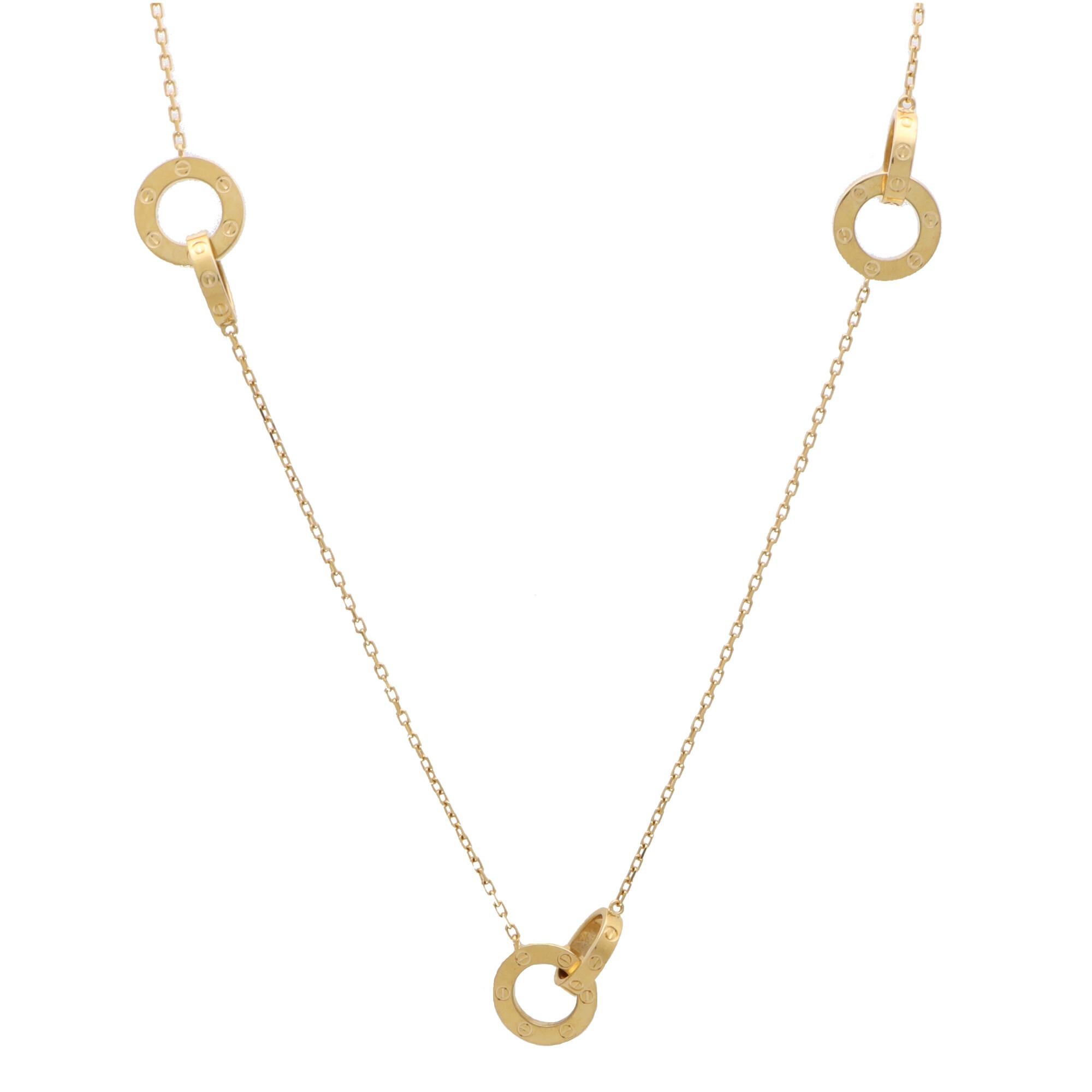 Modern Vintage Cartier Love Ring Necklace Set in 18k Yellow Gold
