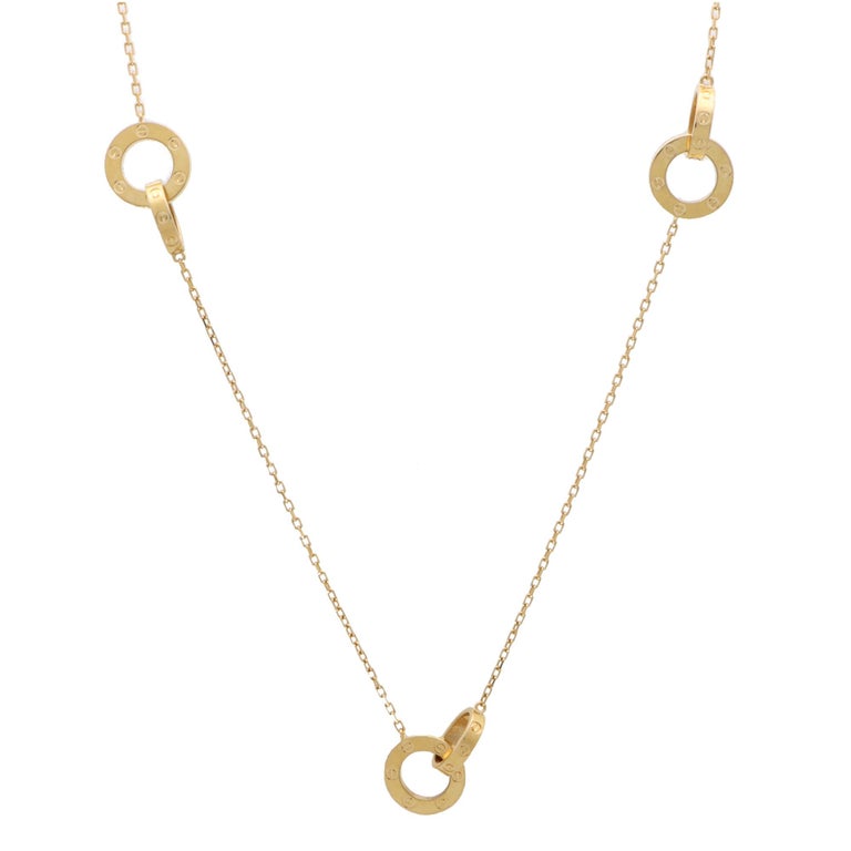 Vintage Cartier Love Ring Necklace Set In 18k Yellow Gold At 1stdibs