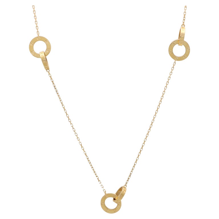 Vintage Cartier Love Ring Necklace Set in 18k Yellow Gold at 1stDibs