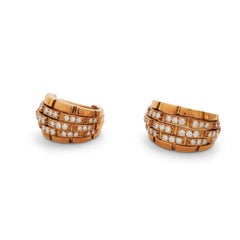 Vintage Cartier 5-Row 'Maillon Panthere' Yellow Gold and Diamond Earrings