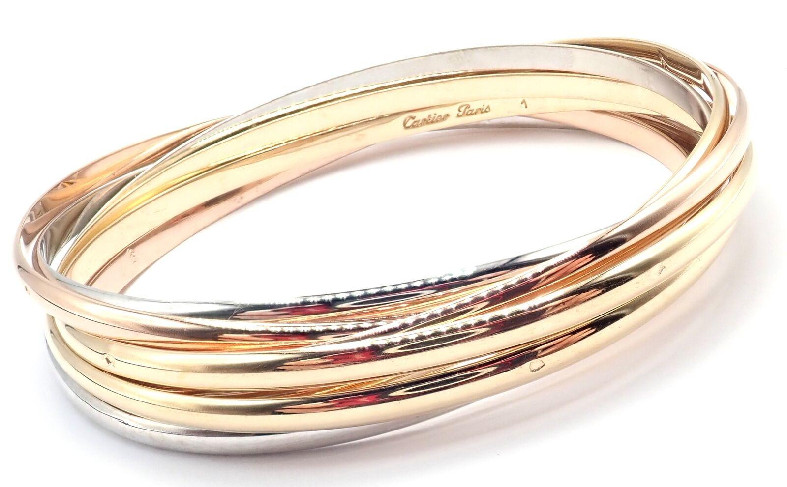 Vintage Cartier 7 Bands Armreif Trinity Rolling Tricolor Goldarmband, Vintage im Zustand „Hervorragend“ im Angebot in Holland, PA