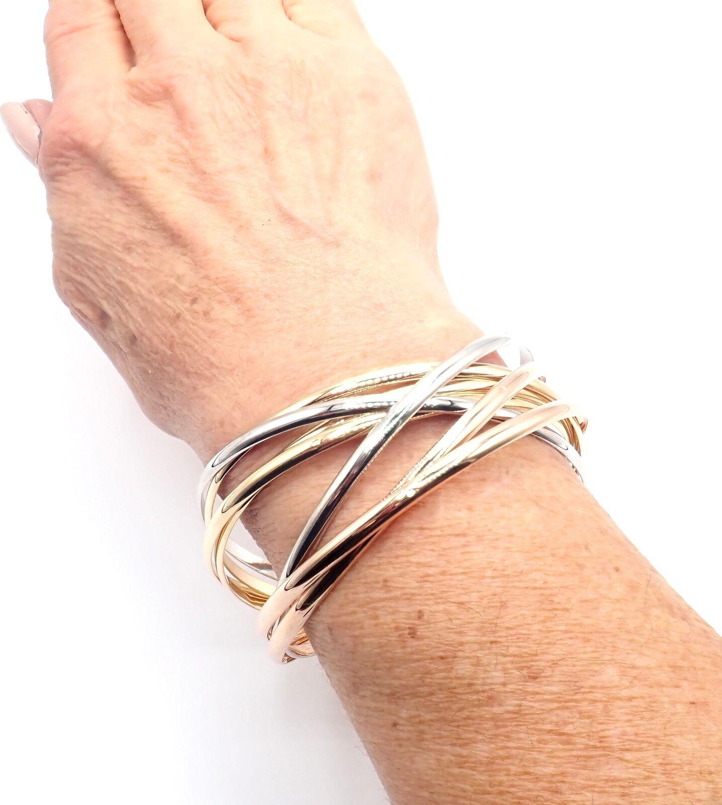 Vintage Cartier 7 Bands Armreif Trinity Rolling Tricolor Goldarmband, Vintage im Angebot 4