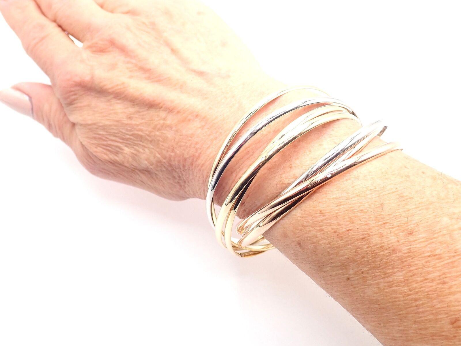 Vintage Cartier 7 Bands Armreif Trinity Rolling Tricolor Goldarmband, Vintage im Angebot 5