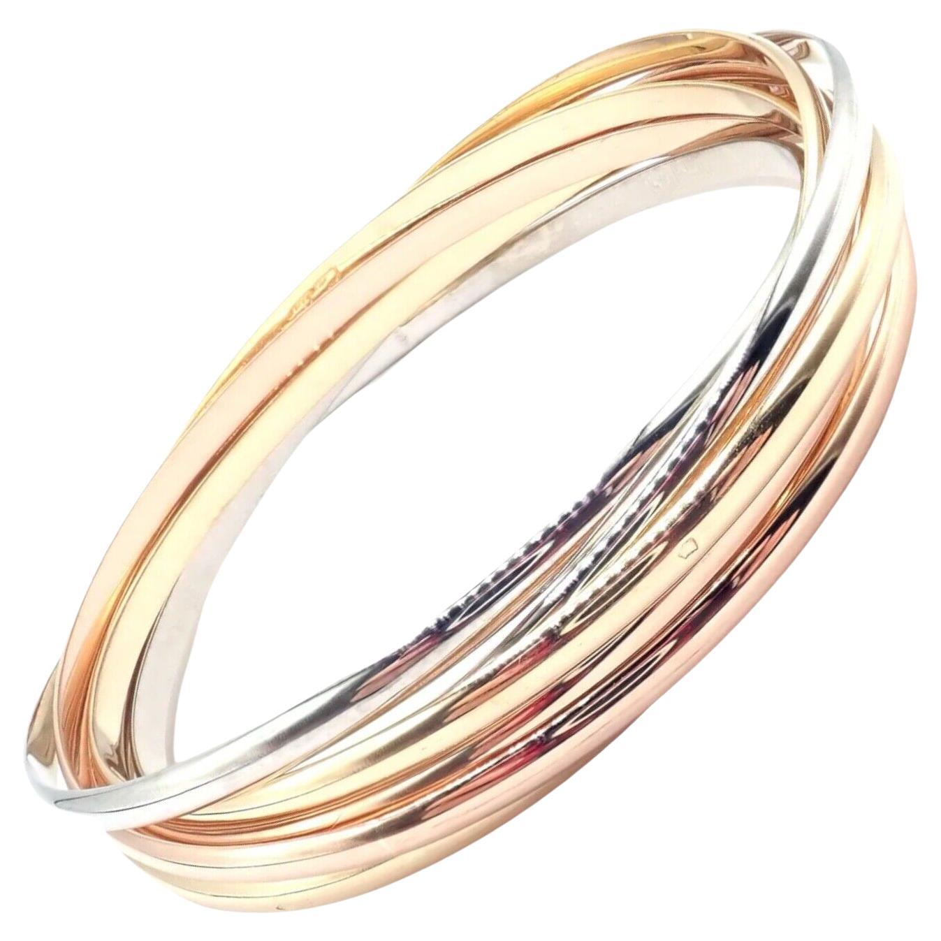 Vintage Cartier 7 Bands Bangles Trinity Rolling Tricolor Gold Bracelet