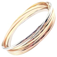 Vintage Cartier 7 Bands Bangles Trinity Rolling Tricolor Gold Bracelet