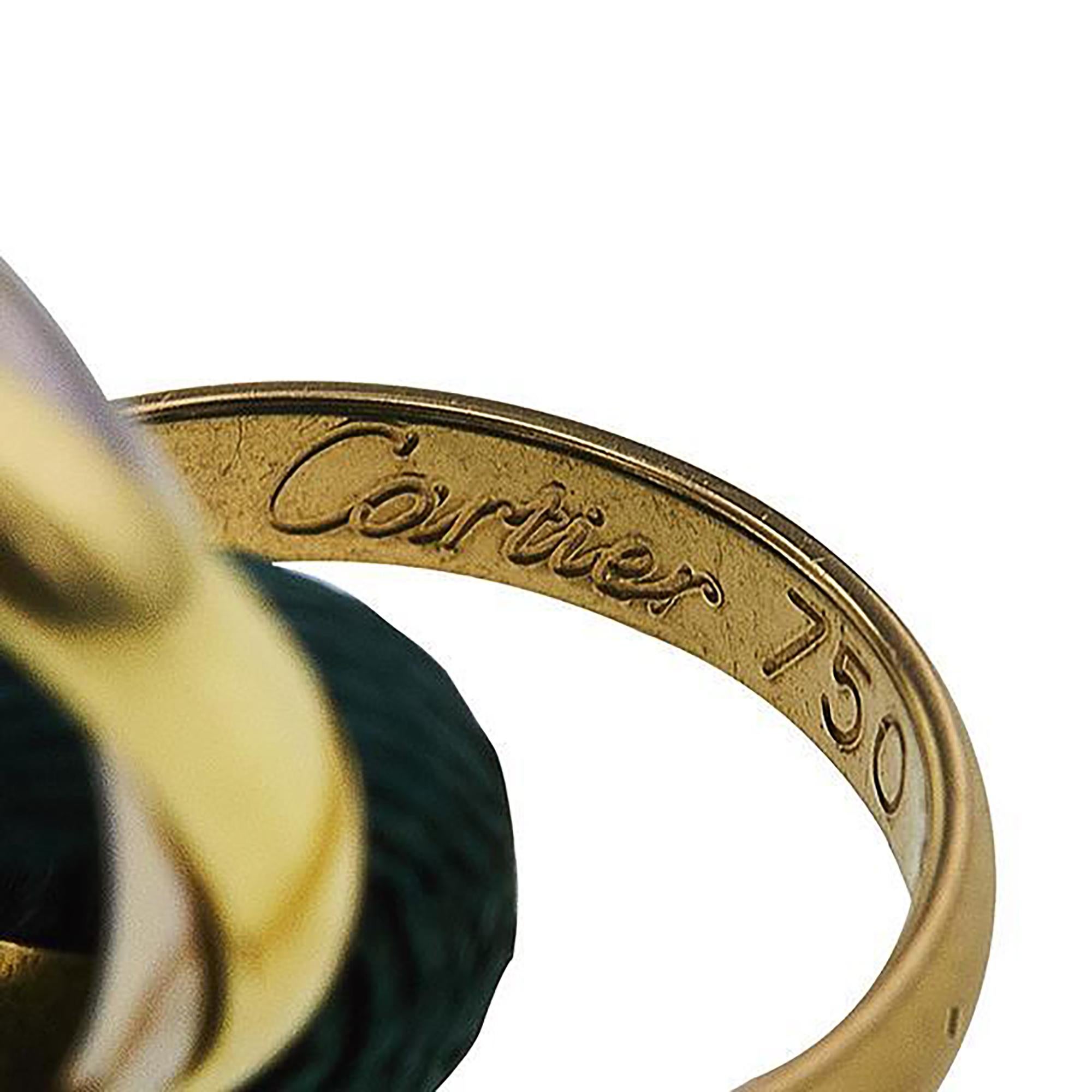 Vintage Cartier Adjustable 18K Gold Trinity Green Cord Bracelet For Sale 6