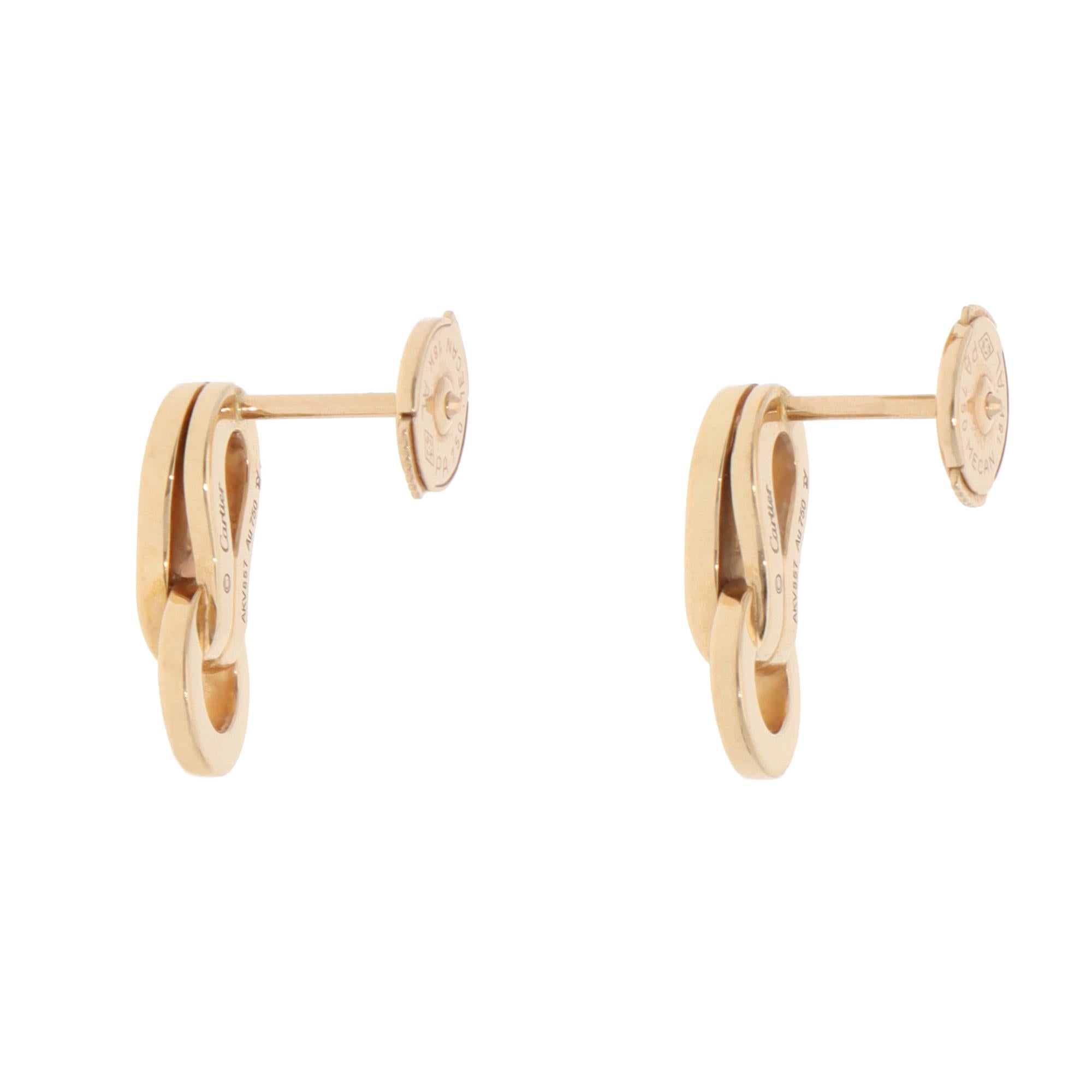 Modern Vintage Cartier Agrafe Diamond Stud Earrings in Yellow Gold