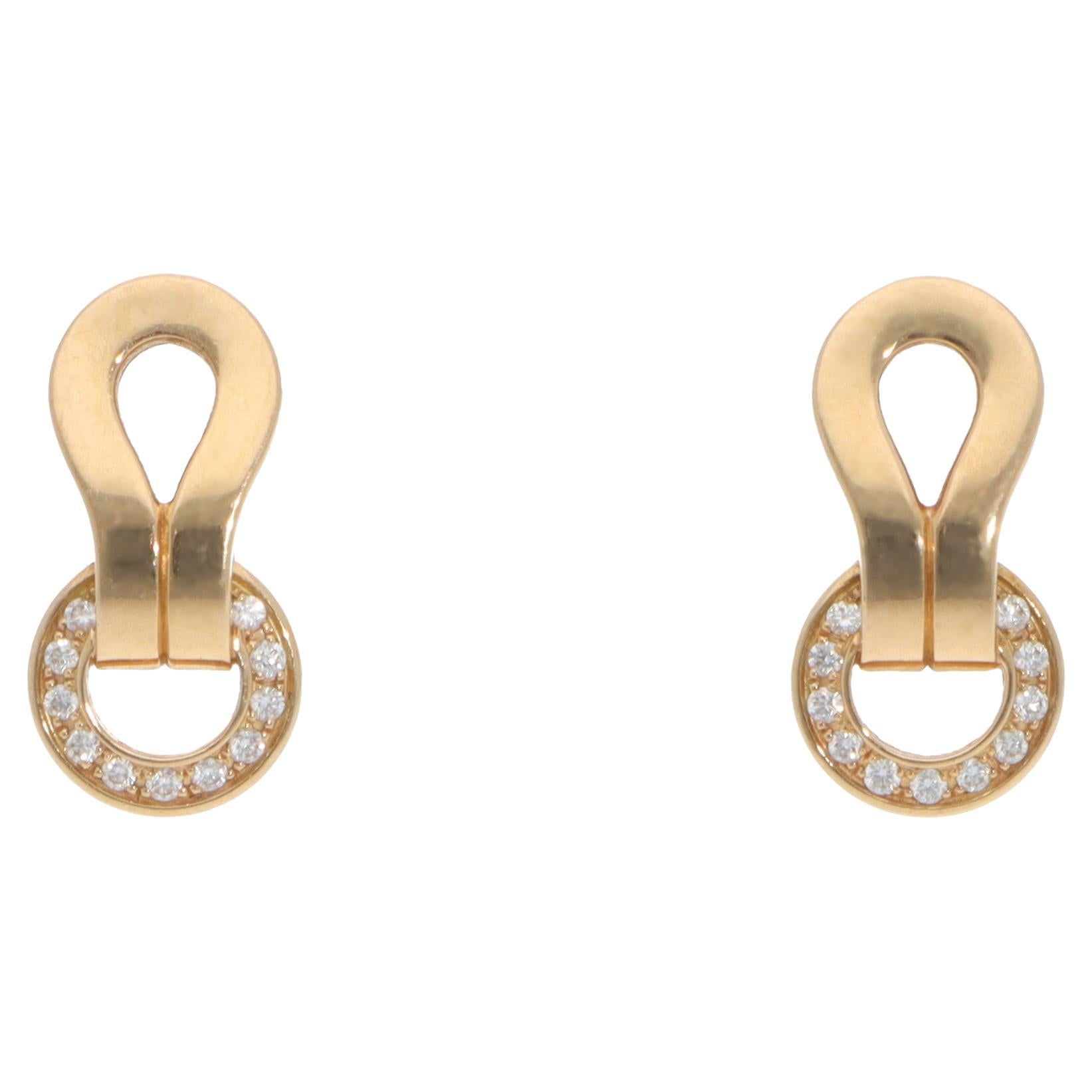Vintage Cartier Agrafe Diamond Stud Earrings in Yellow Gold