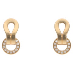 Vintage Cartier Agrafe Diamond Stud Earrings in Yellow Gold