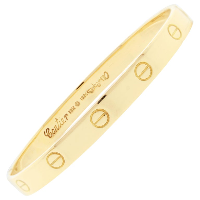 Cartier gold Love bracelet, 1970–75, offered by Pampillonia