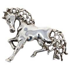 Vintage Cartier Alwand Vahan 925 Sterling Silver Horse Brooch Pin Signed Jewelry