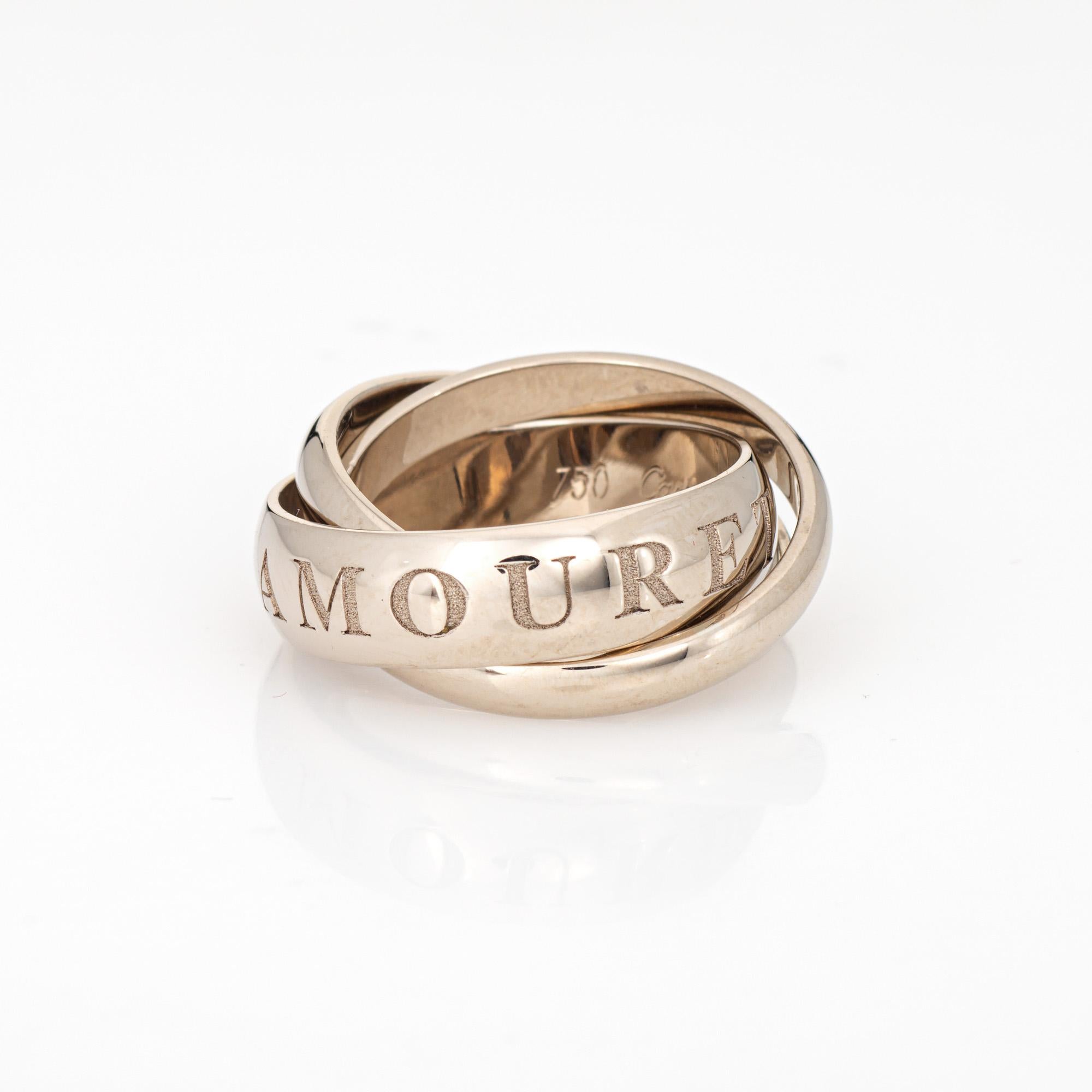 Modern Vintage Cartier Amour et Trinity Ring c1998 Sz 50 5 1/4 18k White Gold Jewelry For Sale