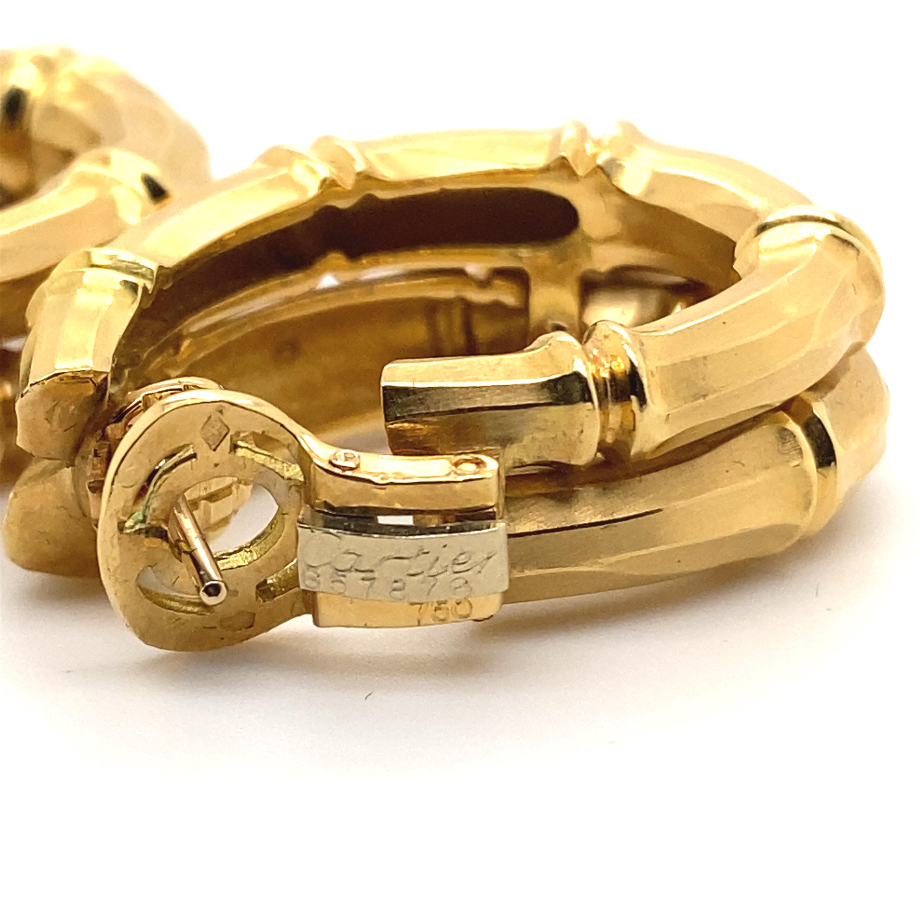 Vintage Cartier Bambus-Ohrringe aus 18 Karat Gelbgold, um 1990 für Damen oder Herren