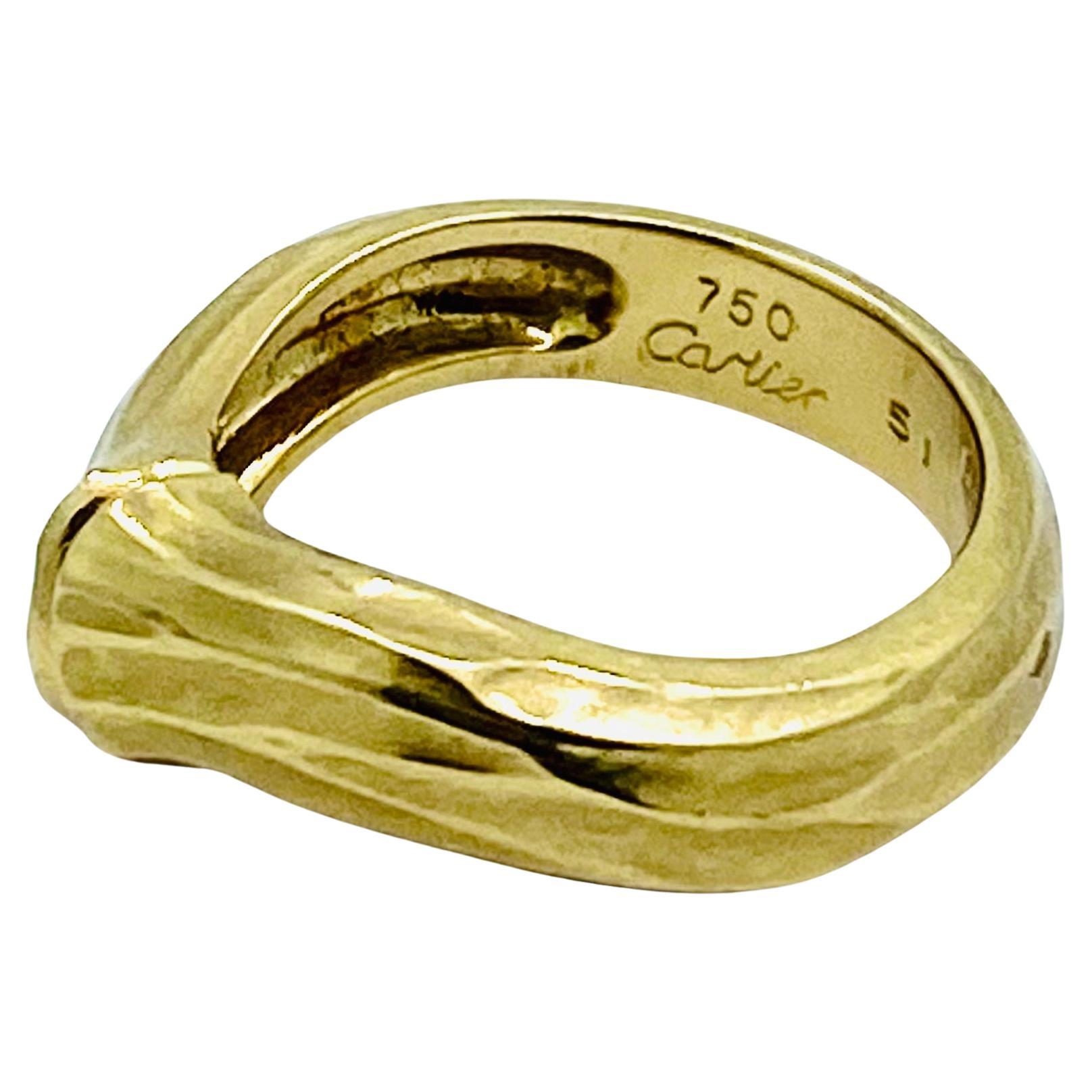 Vintage Cartier Bamboo Ring 18k Gold In Good Condition In Beverly Hills, CA