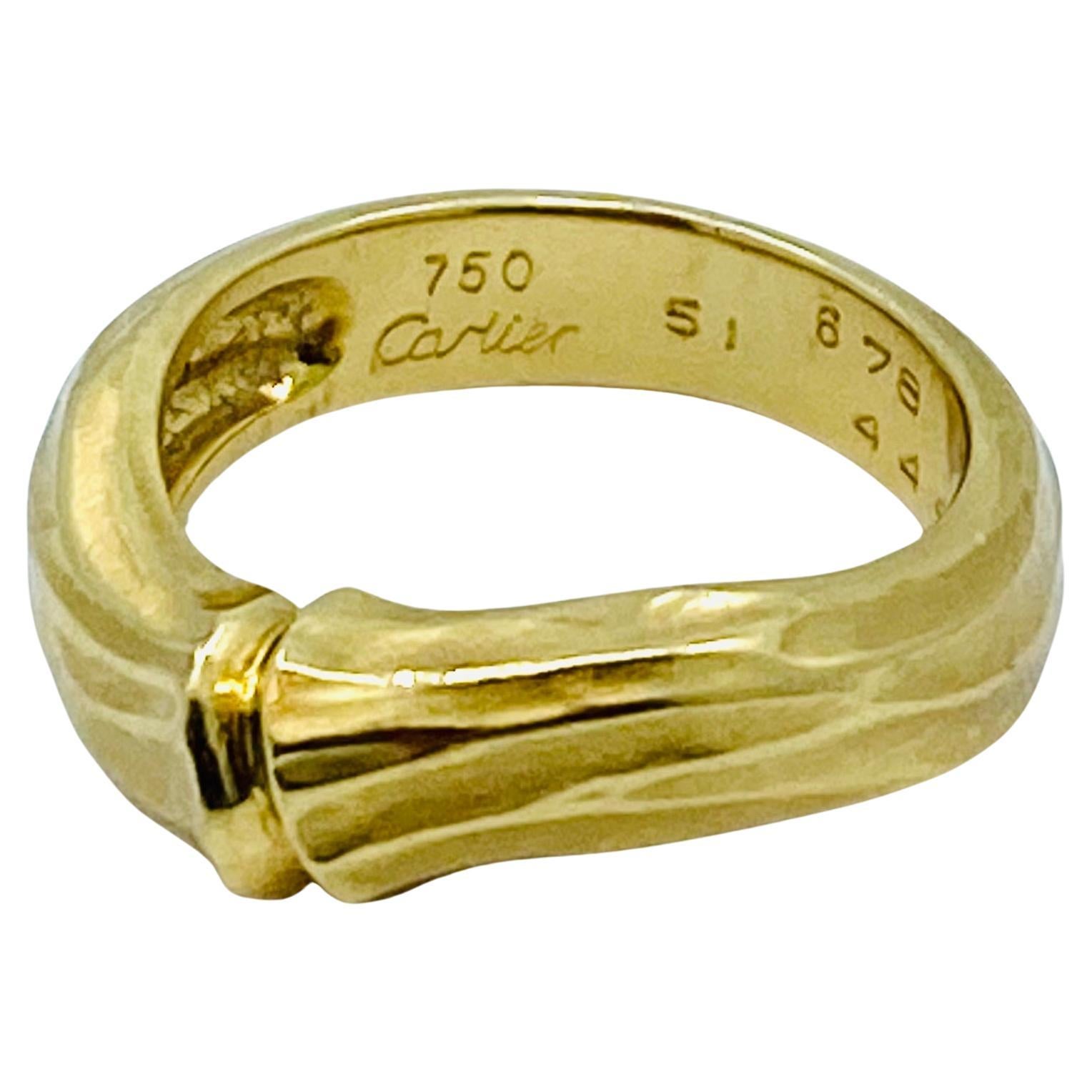 Vintage Cartier Bamboo Ring 18k Gold For Sale 3