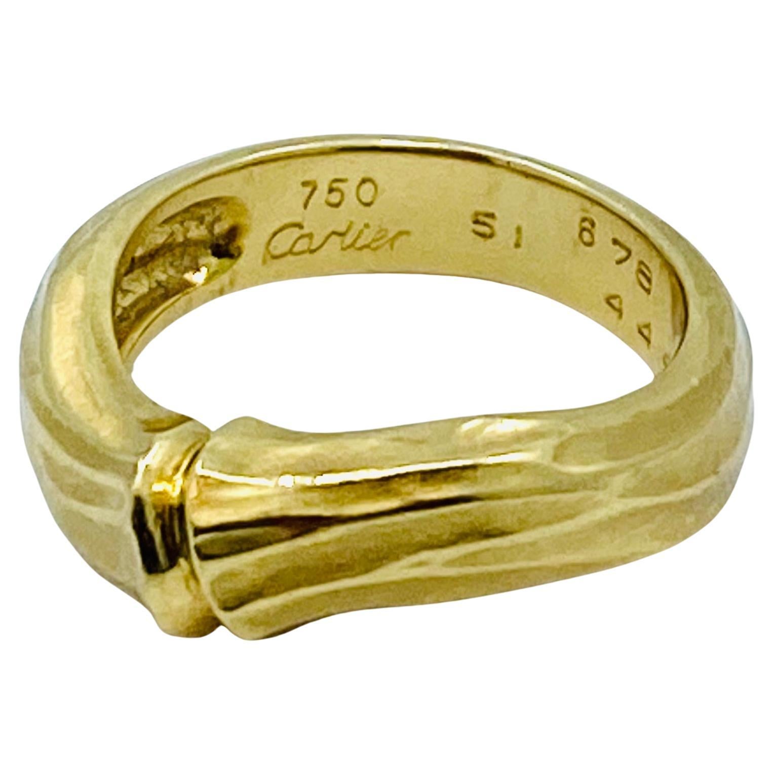Women's or Men's Vintage Cartier Bamboo Ring 18k Gold