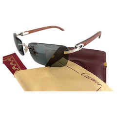 Vintage Cartier Bengali Precious Wood Full Set Platine C Decor France Sunglasses