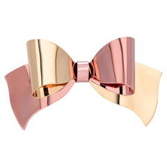 Vintage Cartier Bicolor Gold Bow Brooch Signed Cartier Numbered