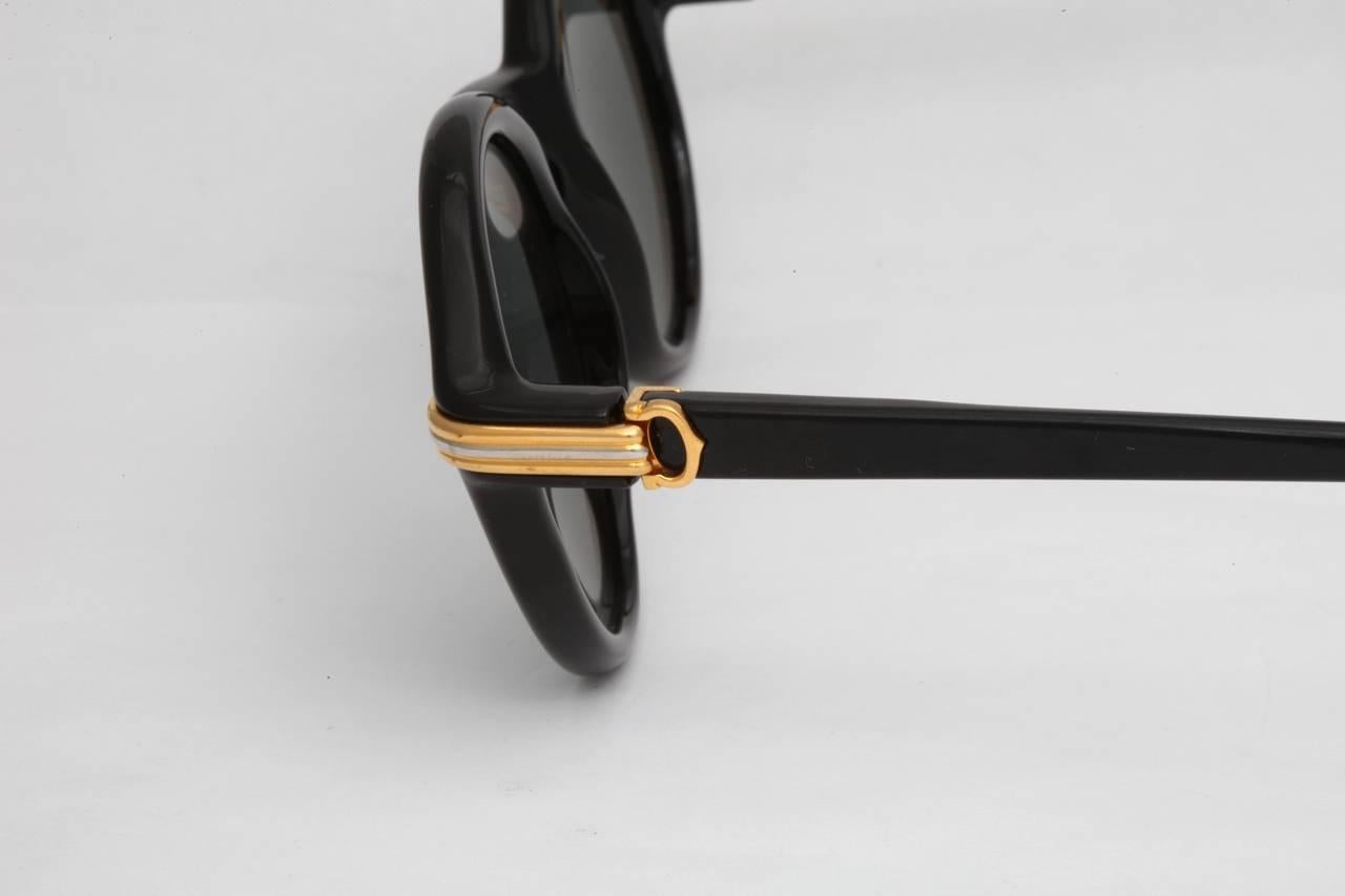Vintage Cartier Black Cabriolet Sunglasses In Excellent Condition For Sale In Chicago, IL