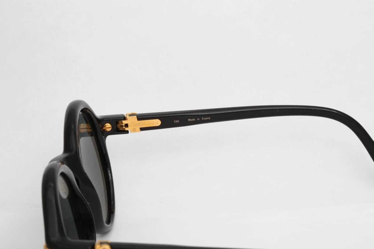 Women's or Men's Vintage Cartier Black Cabriolet Sunglasses For Sale