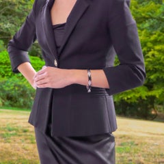 Vintage Cartier Black Ceramic and Diamond Link Bracelet Set in 18k White Gold