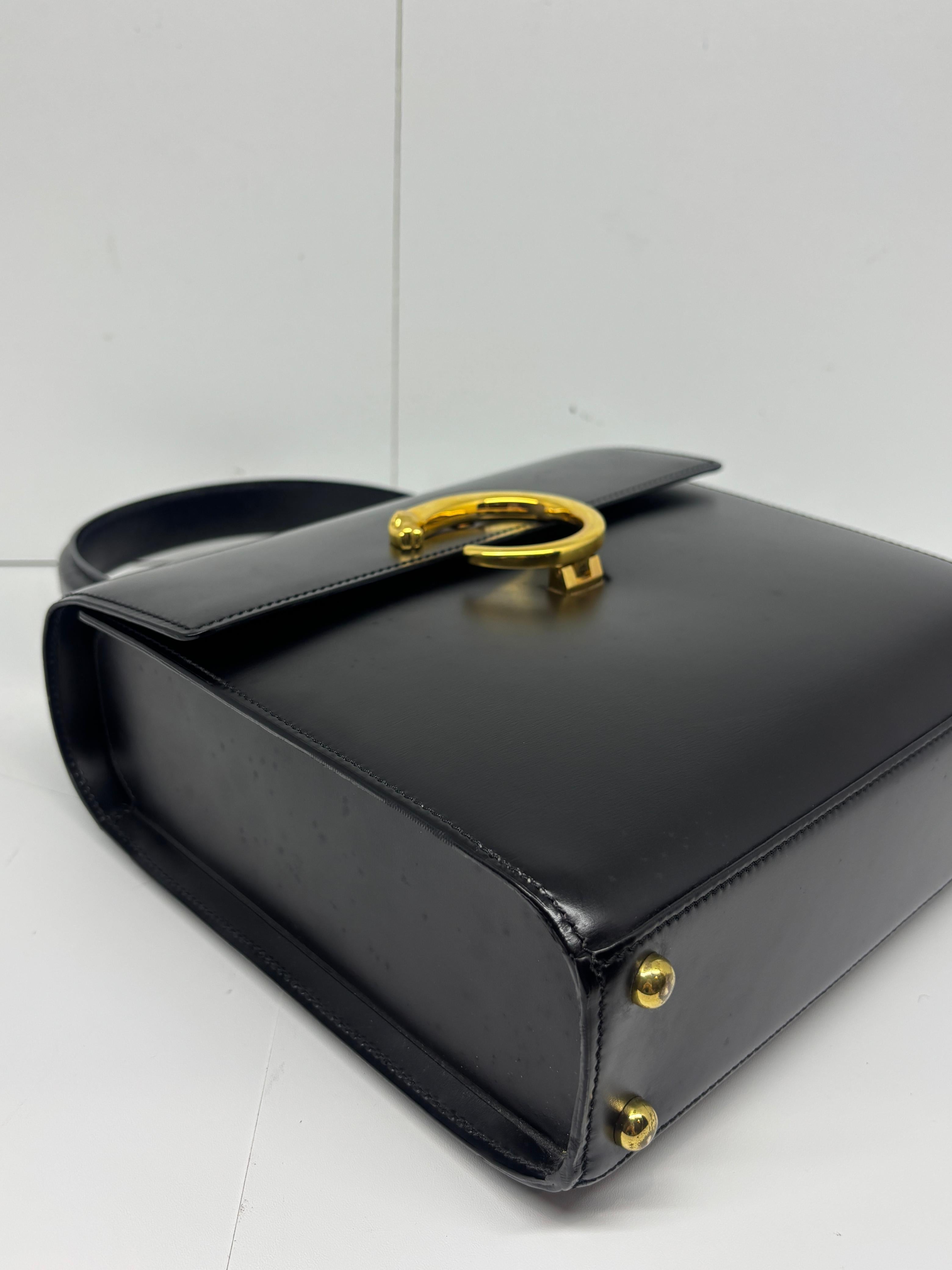 Vintage Cartier Black Leather Panthere Evening Bag For Sale 13
