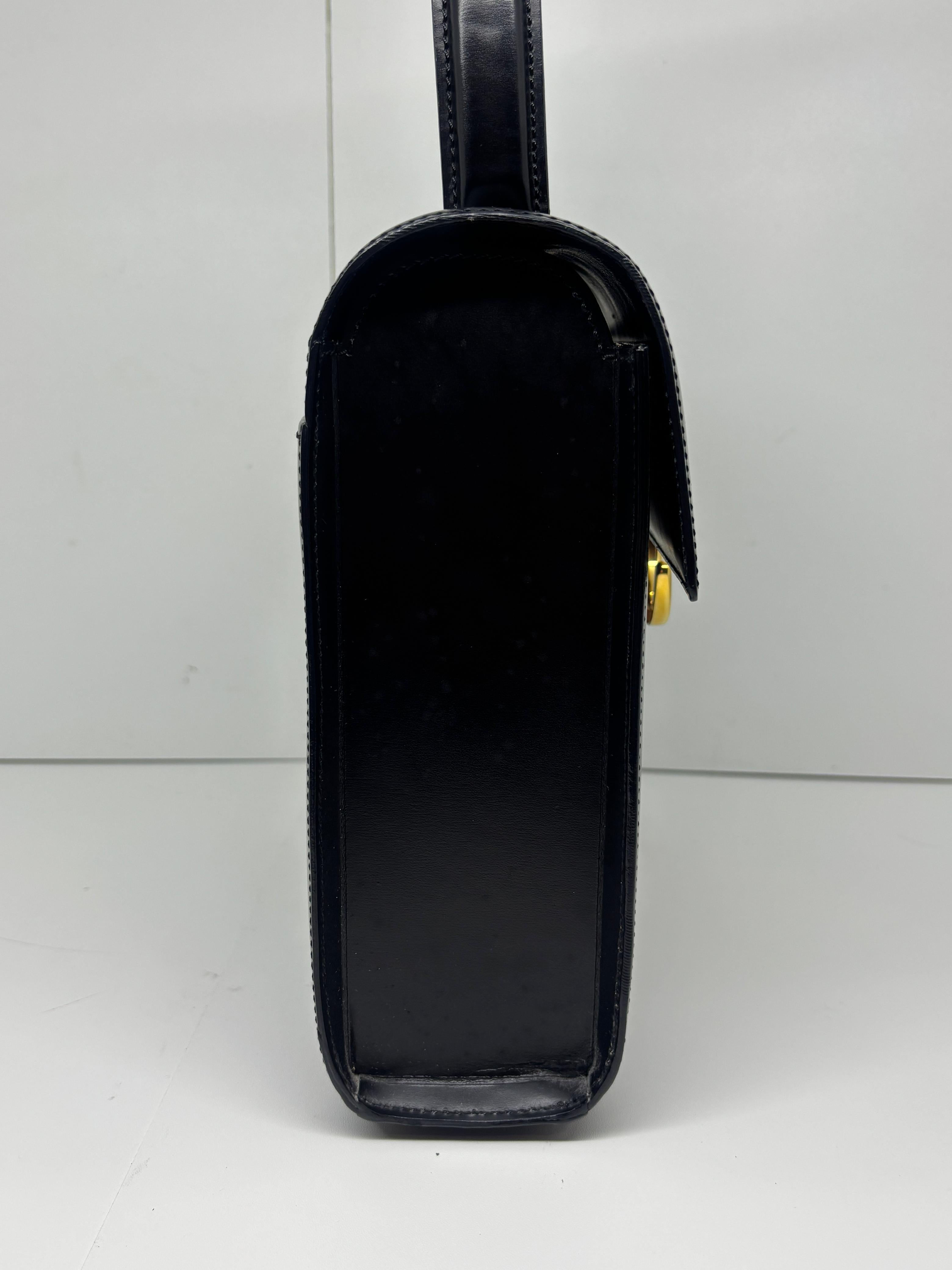 Vintage Cartier Black Leather Panthere Evening Bag For Sale 3