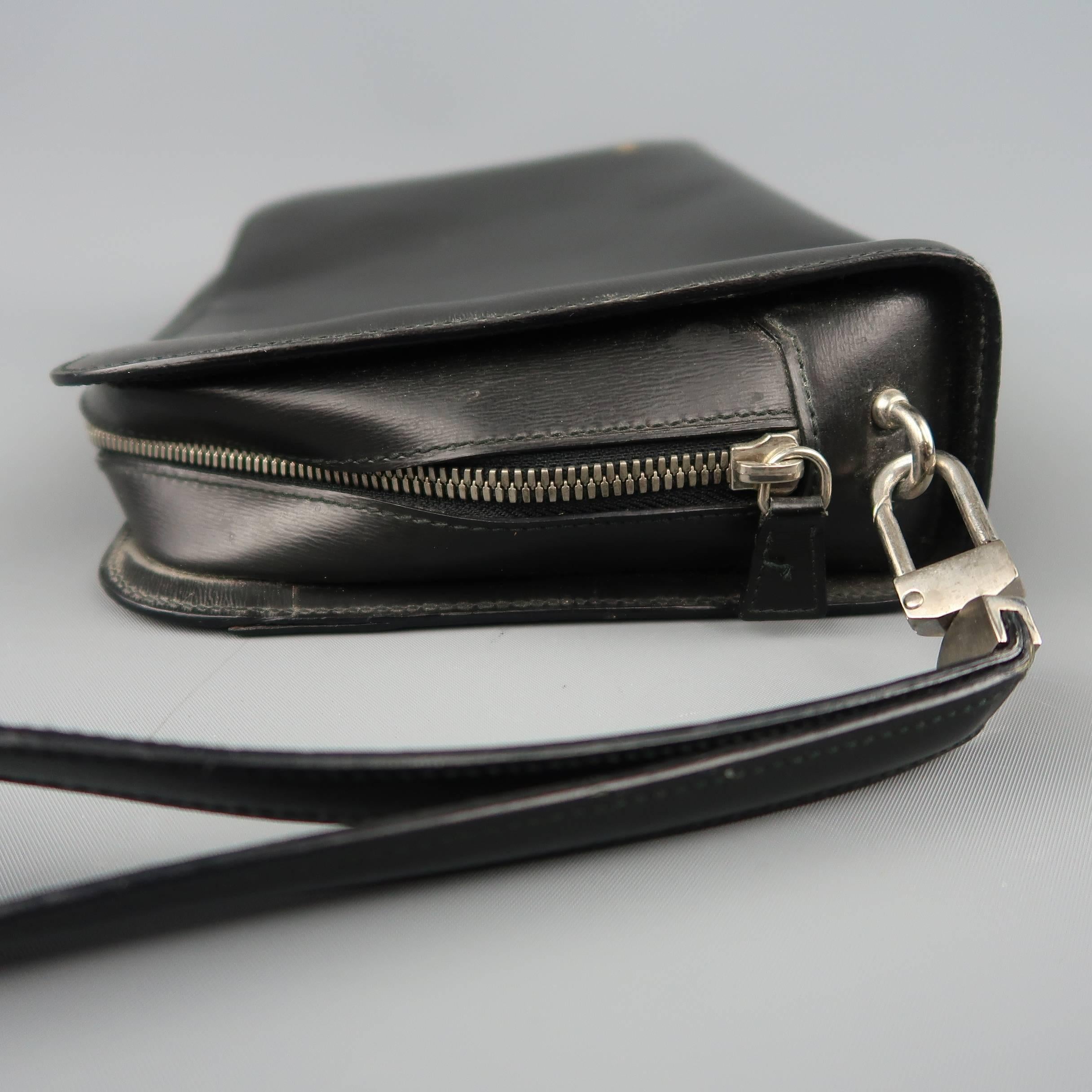 Vintage CARTIER Black Leather Wristlet Travel Toiletry Clutch Bag 1
