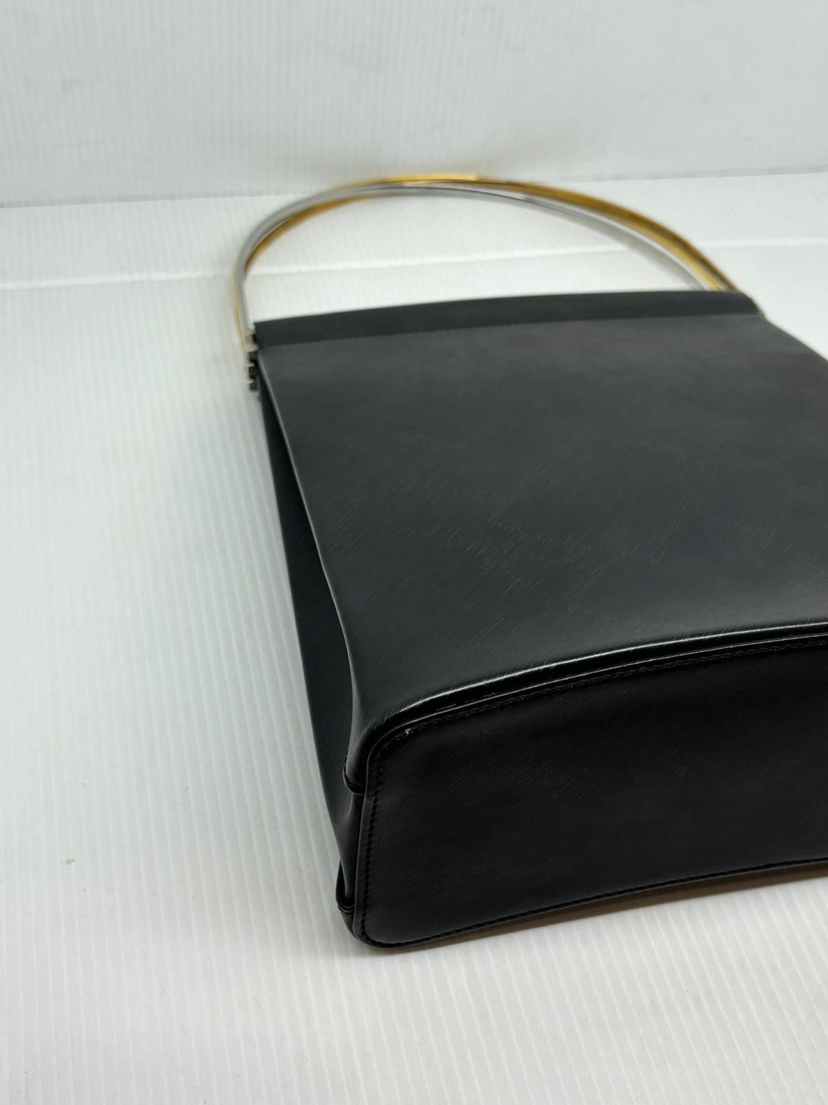 Women's or Men's Vintage Cartier Black Small Leather Trinity Tote For Sale