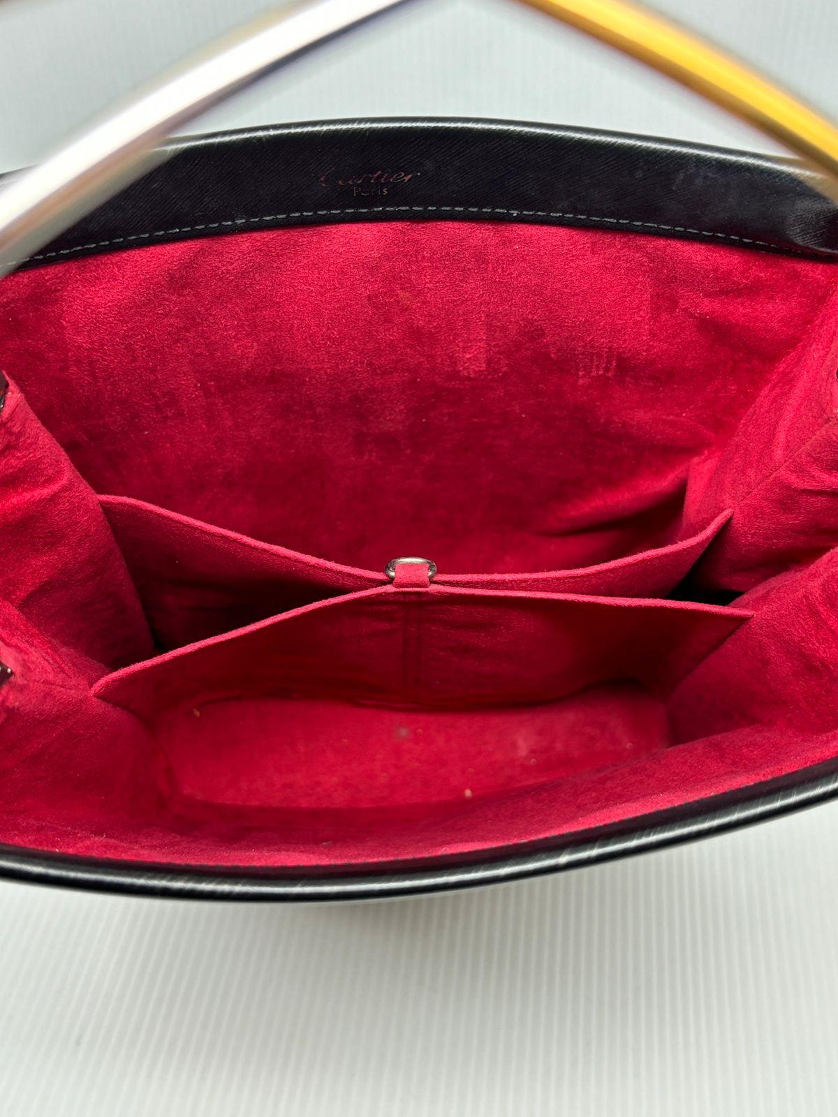 Vintage Cartier Black Small Leather Trinity Tote For Sale 2