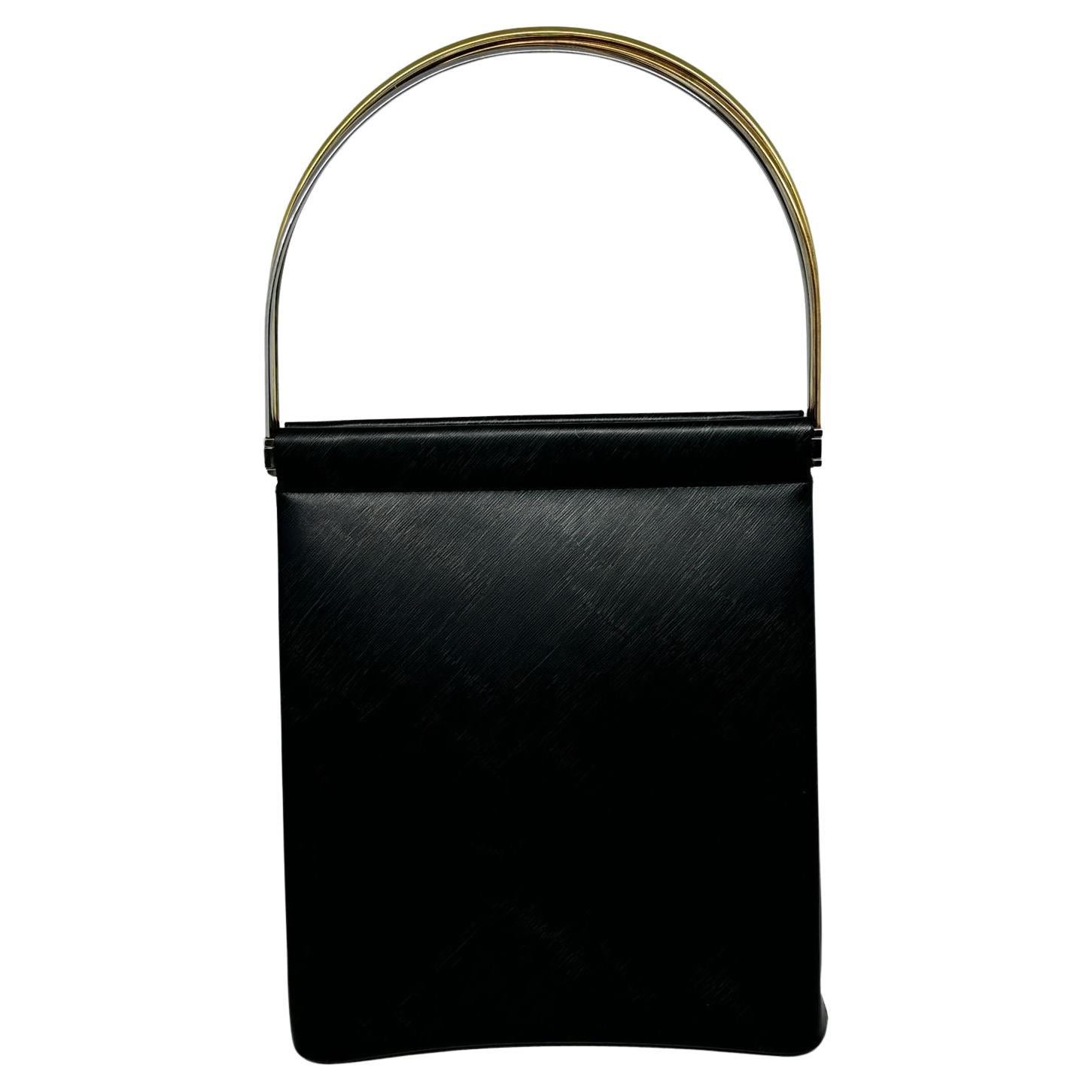 Vintage Cartier Black Small Leather Trinity Tote