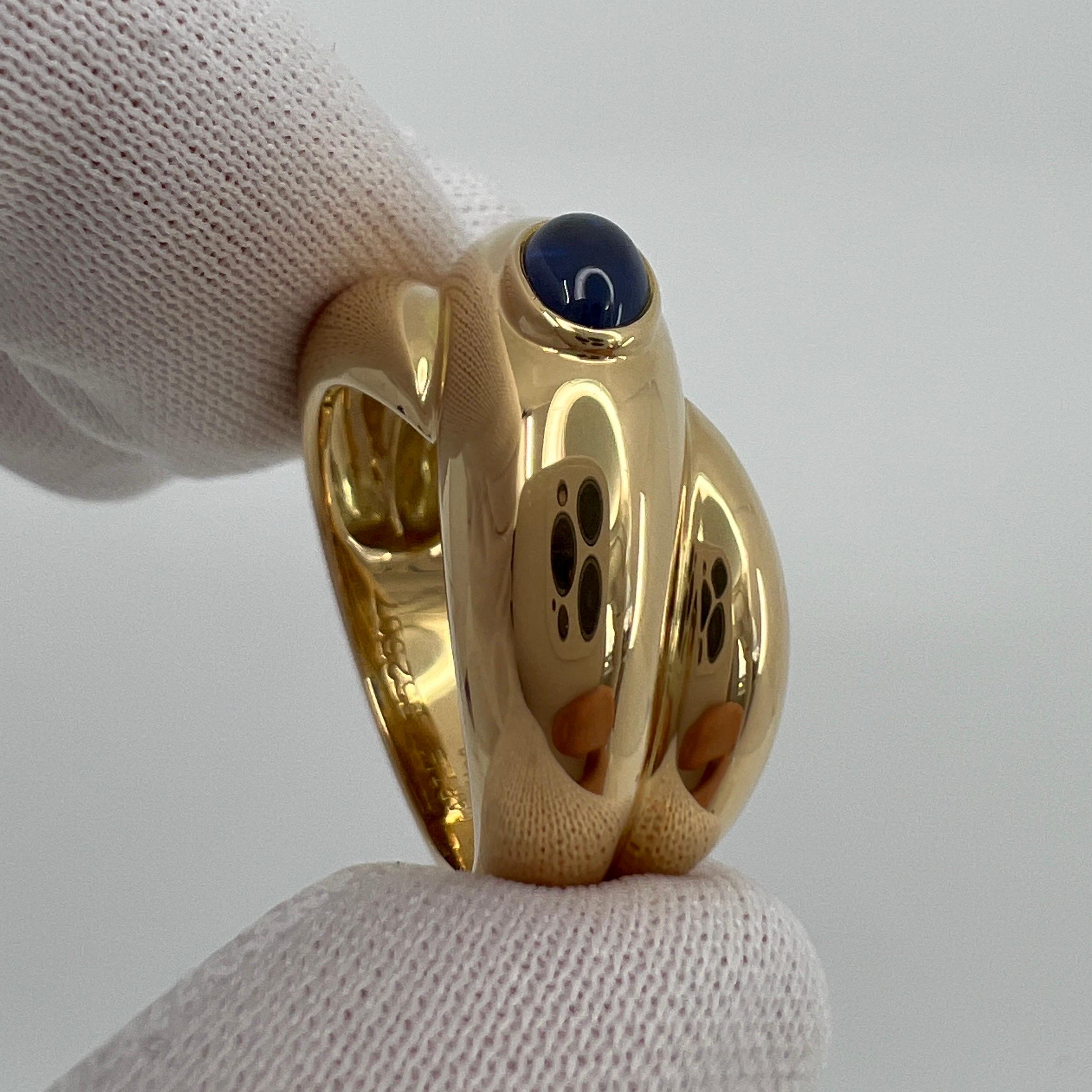 Vintage Cartier Blue Sapphire Colize Oval Cabochon 18k Yellow Gold Dome Ring 50 en vente 4