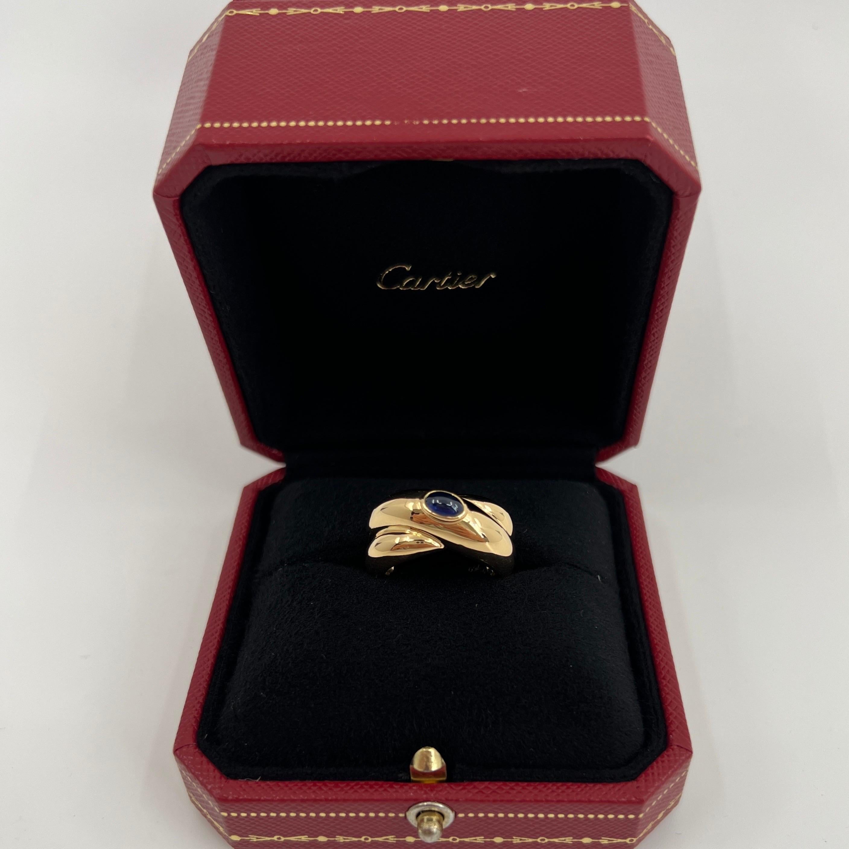 Vintage Cartier Blue Sapphire Colize Oval Cabochon 18k Yellow Gold Dome Ring 50 en vente 5